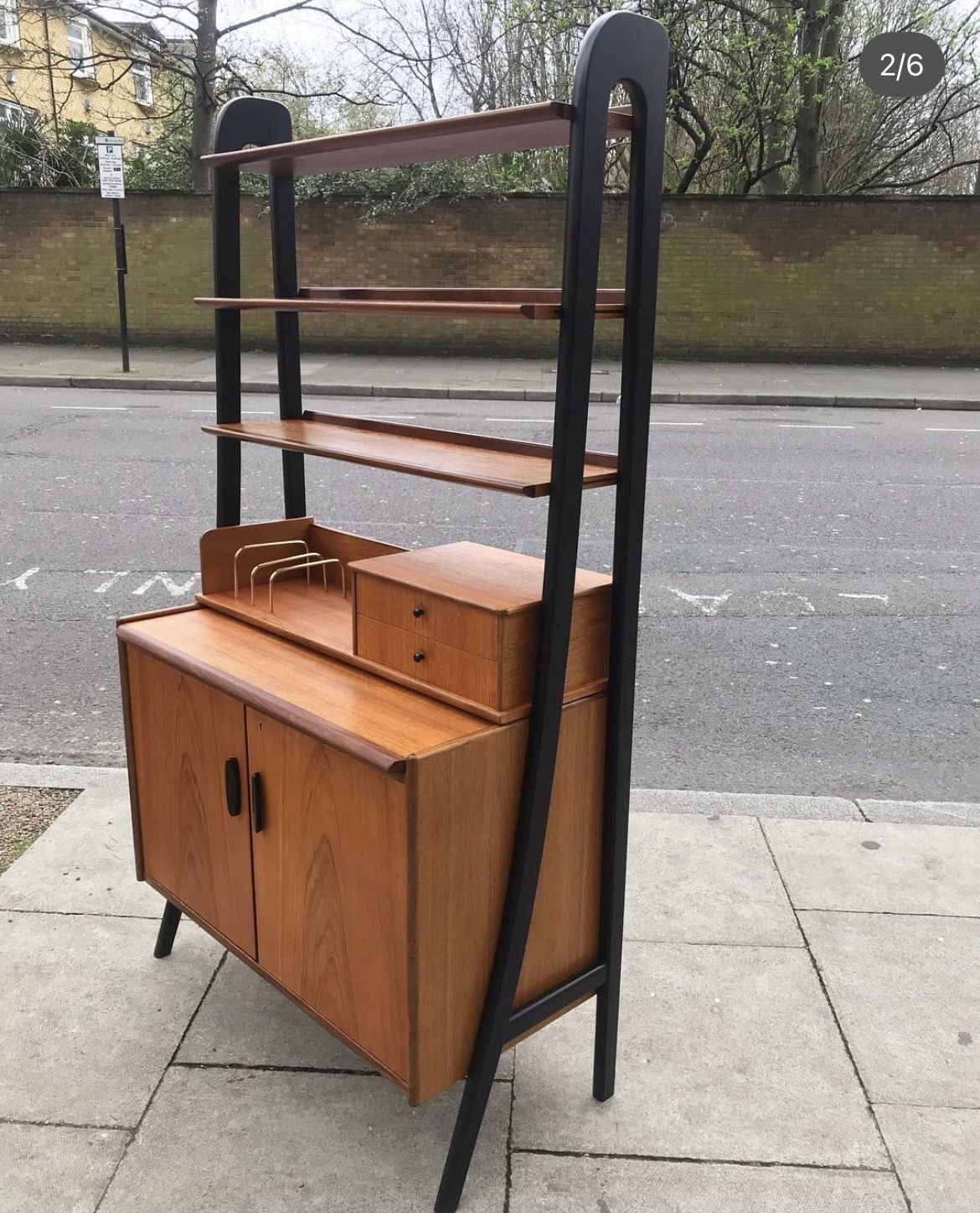 Mid Century Teak Secretary Desk With Modular Shelving photo 1300.0