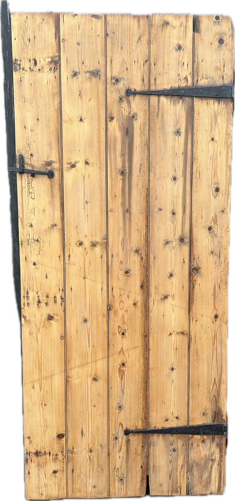 Authentic 5 Plank Beaded Ledged Door With Original Ironmongary In Pitched  Pine.