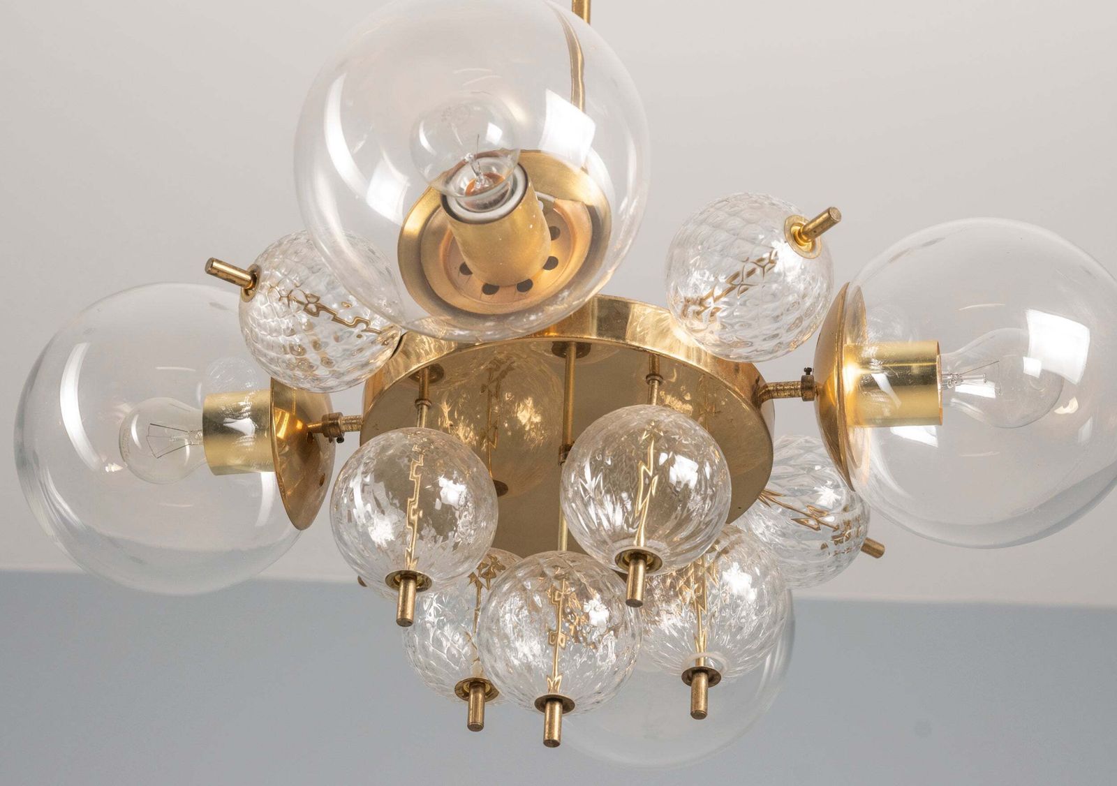 Glass And Brass Chandelier Jaroslav Bejvl 1970s Czechoslovakia photo furniture