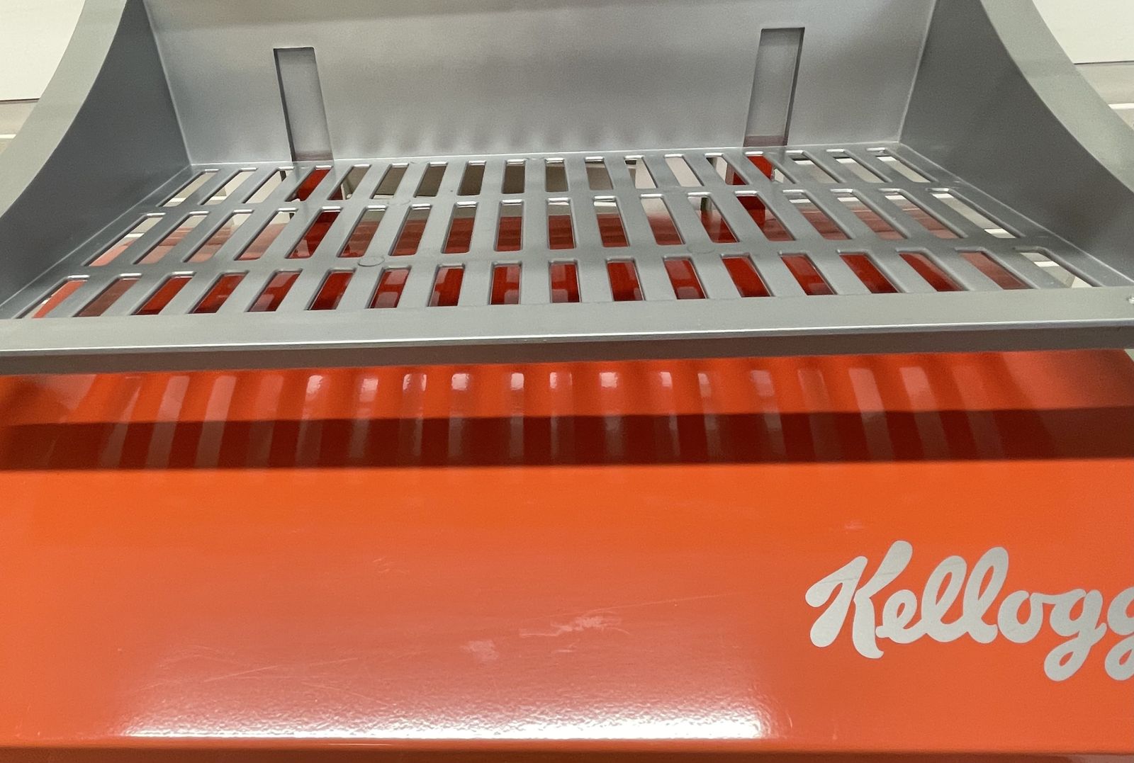 Furniture Vintage Large Metal Kelloggs Counter Top Diner Cereal Display Stand With Two Shelves photo