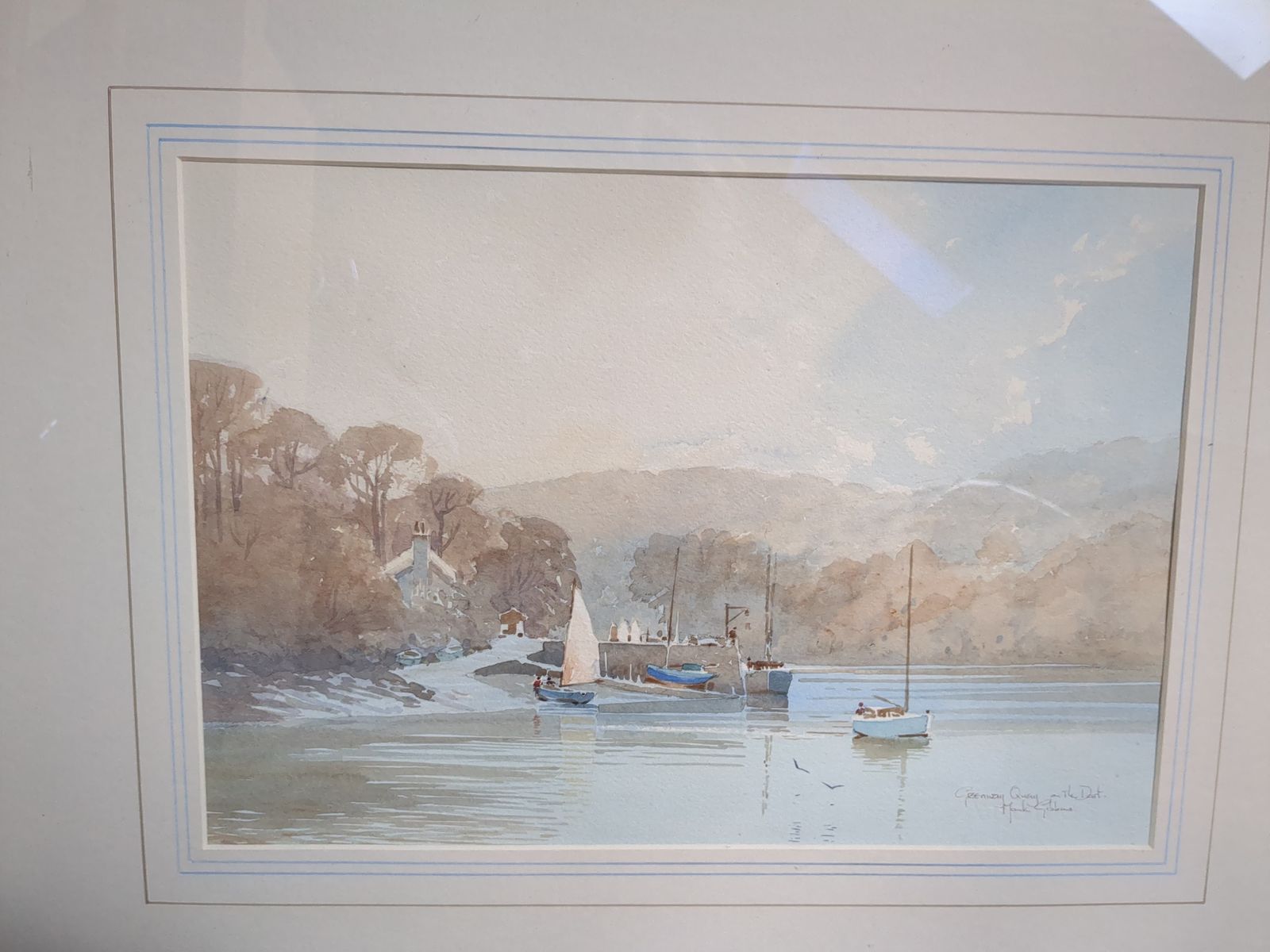 Mark Gibbons Watercolour Of Greenway Quay, Dartmouth. photo furniture