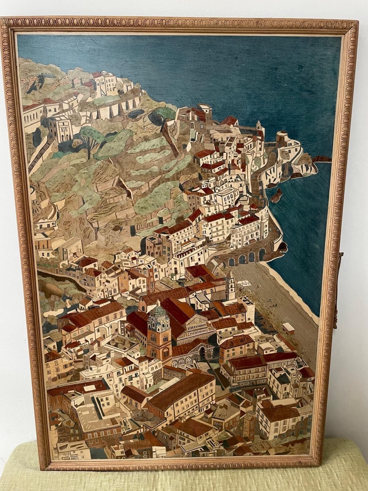 Exquisite Marquetry Depiction Of Amalfi Italy