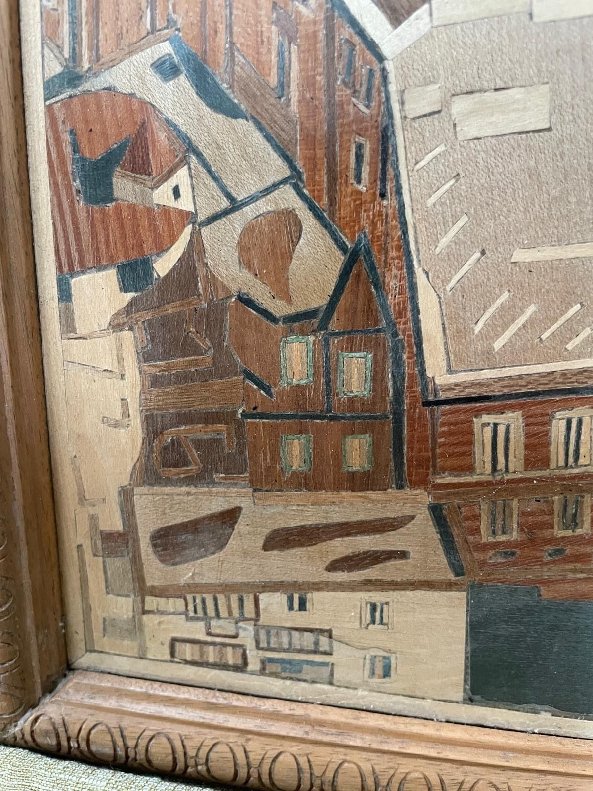 Exquisite Marquetry Depiction Of Amalfi Italy photo vintage