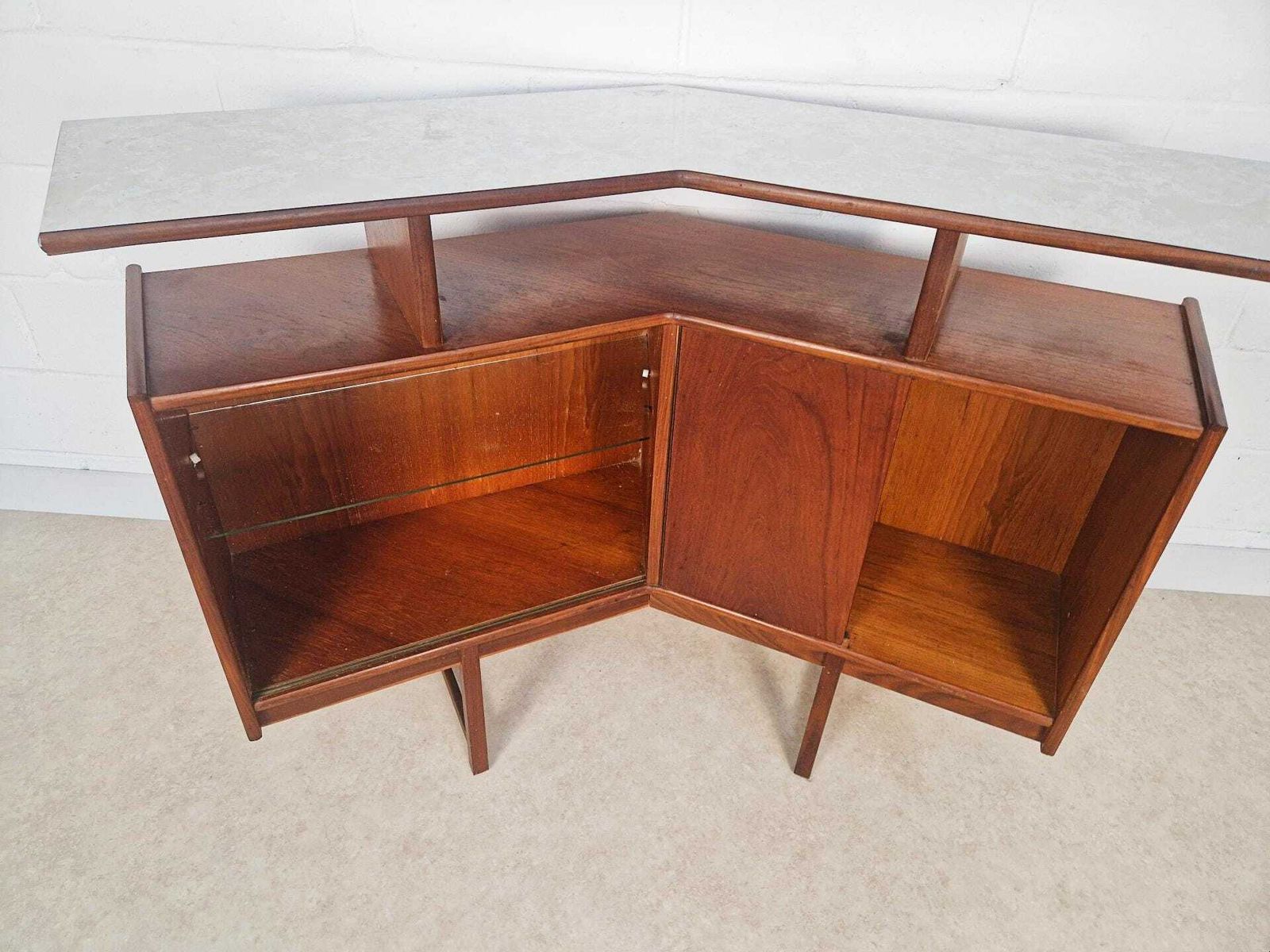 795.0 Turnridge Of London Vintage Mid Century Medium Teak 1960s Angled Cocktail Bar Pg010 photo