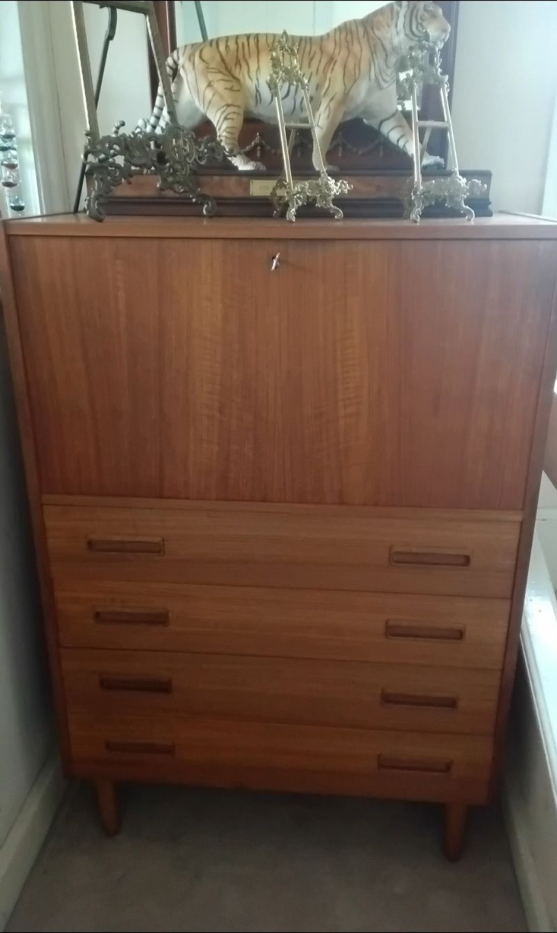 Reduced ....... Erik Jensen Danish Secretaire Chest Of Drawers
