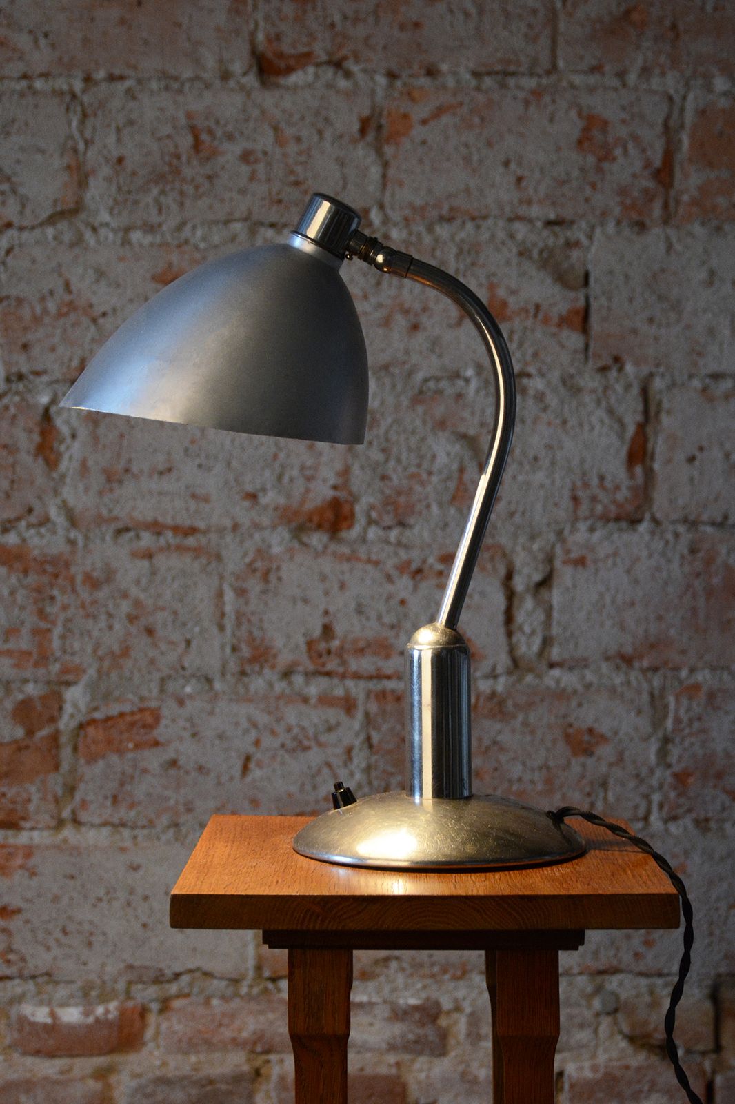 photo furniture Restored Bauhaus Table Lamp, By Franta Anýž, Chrome, Aluminium, Czech, 1930s