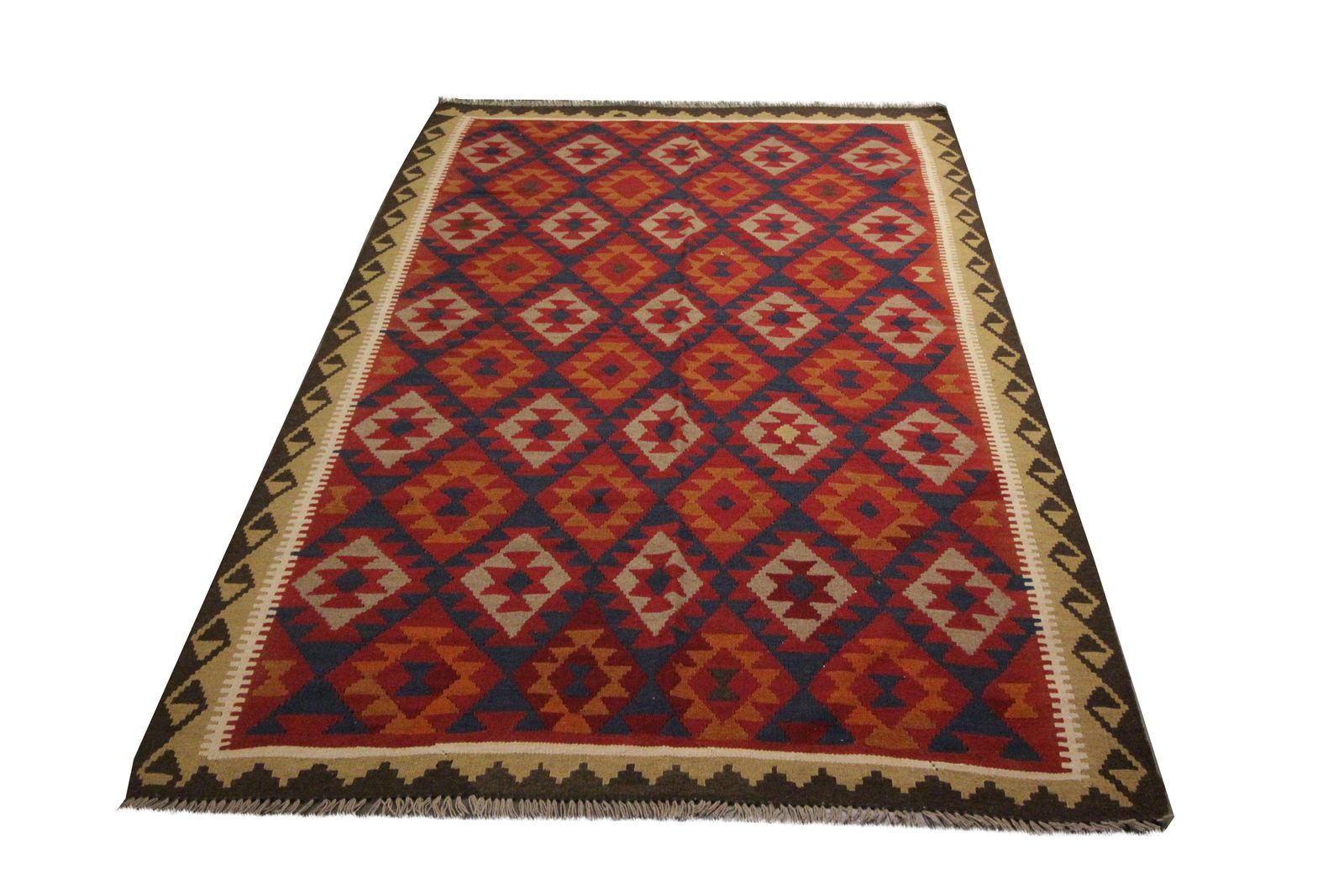 Traditional Handmade Carpet Wool Kilim Rug Orange Geometric Area Rug photo furniture