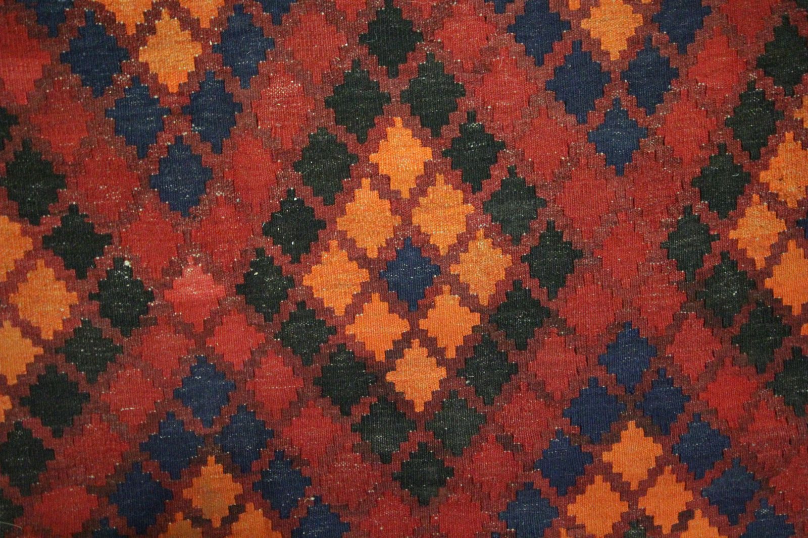 Geometric Kilim Rugs Traditional Handwoven Blue Red Wool Area Rug photo 2600.0