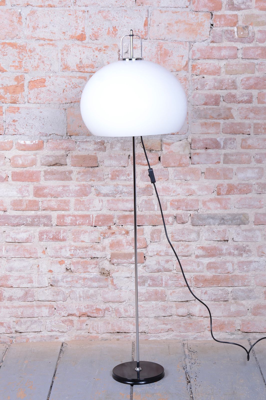 Original Mid Century Floor Lamp, By H. Guzzini For Meblo, Chrome, Italy, 1960s photo furniture