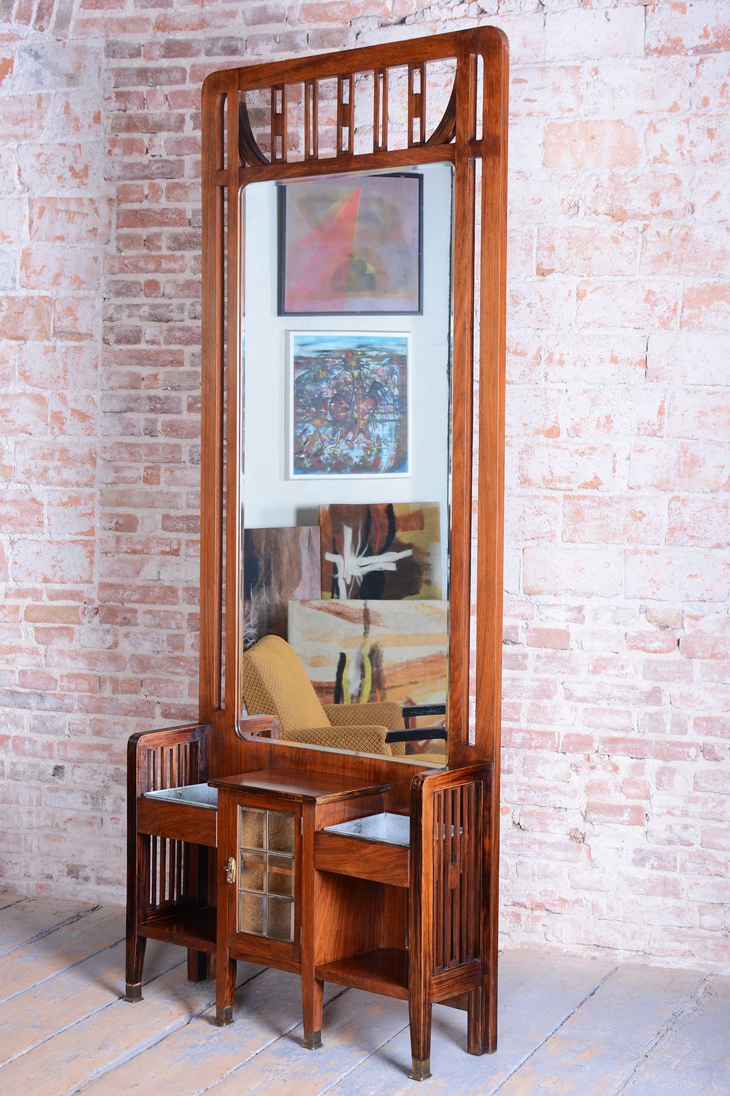 Restored Art Deco Dressing Mirror, By J.F.M. Hoffmann, Palisander, Czech, 1910s photo furniture