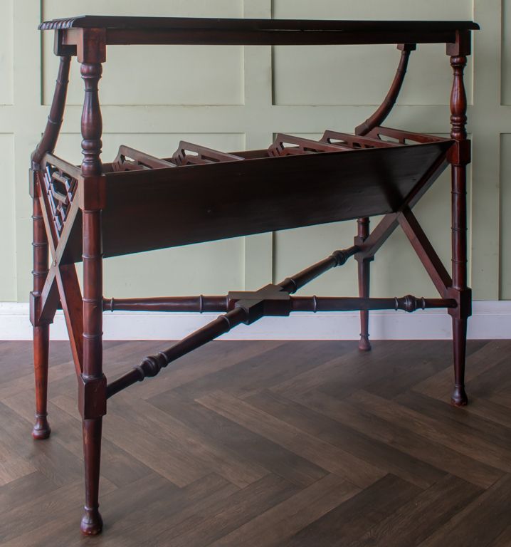 Edwardian Mahogany Library Book Trough Chinese Chippendle Regency Revival photo Furniture