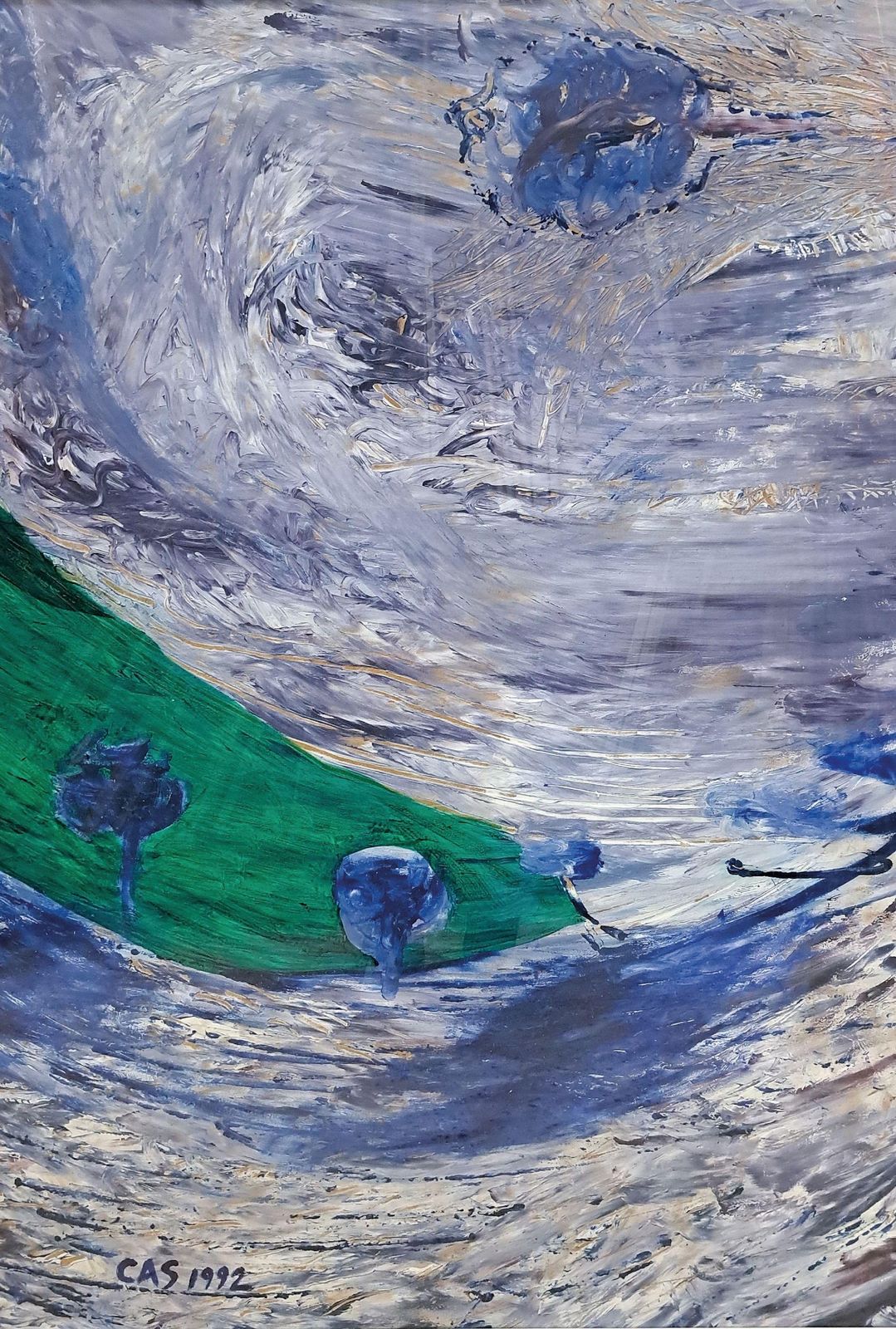 “Force Of Nature” (1992) — Cassie Snelgar | Large Signed Abstract Painting, Oil & Mixed Media, Framed
