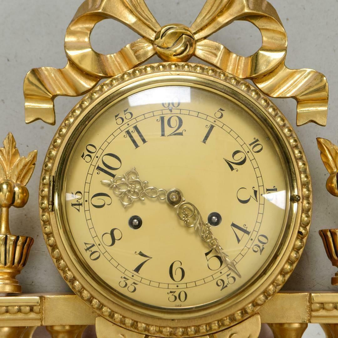 Antique Swedish Gustavian Signed Wall Clock Gilt 1900, Rococo Golden Clock photo 2100.0