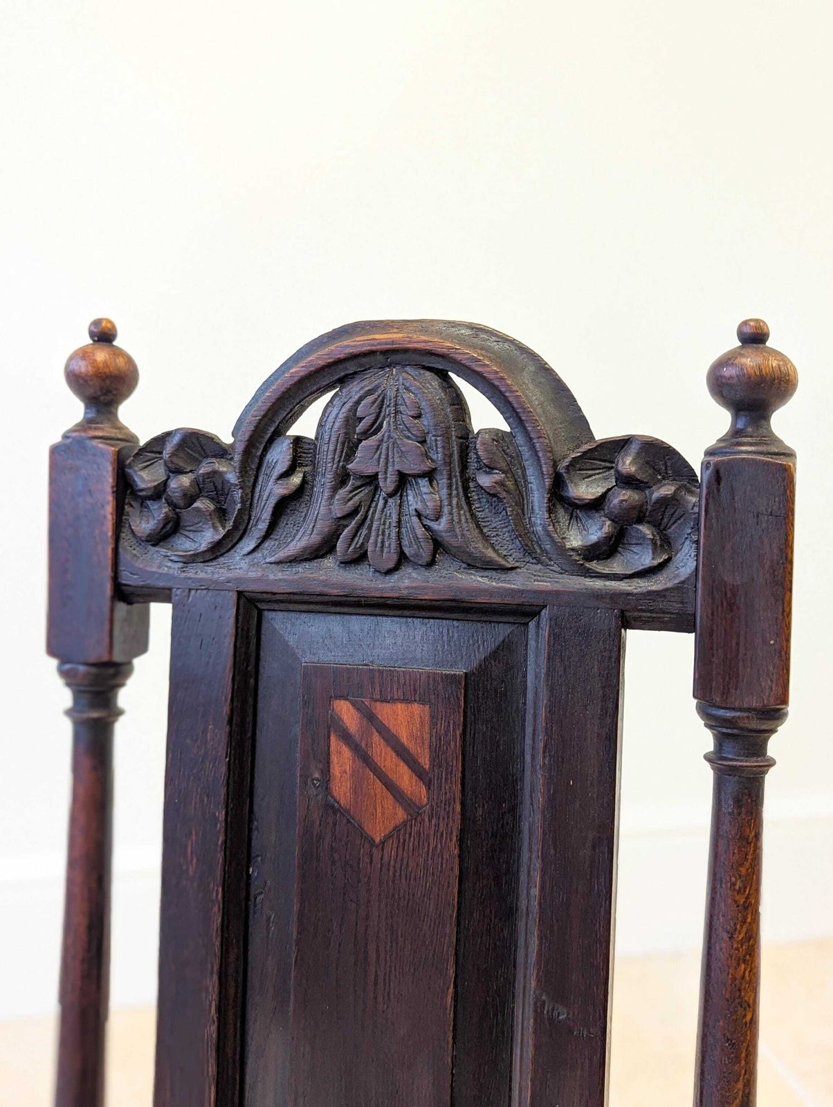 Antique Late Victorian Oak Hall Chair C.1890 photo vintage