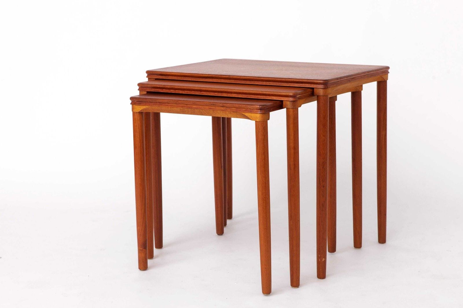 Set Of 3 Teak Nesting Tables – 1970s Danish Mid Century Modern Design, Vintage Side Tables, Scandinavian Teak Furniture