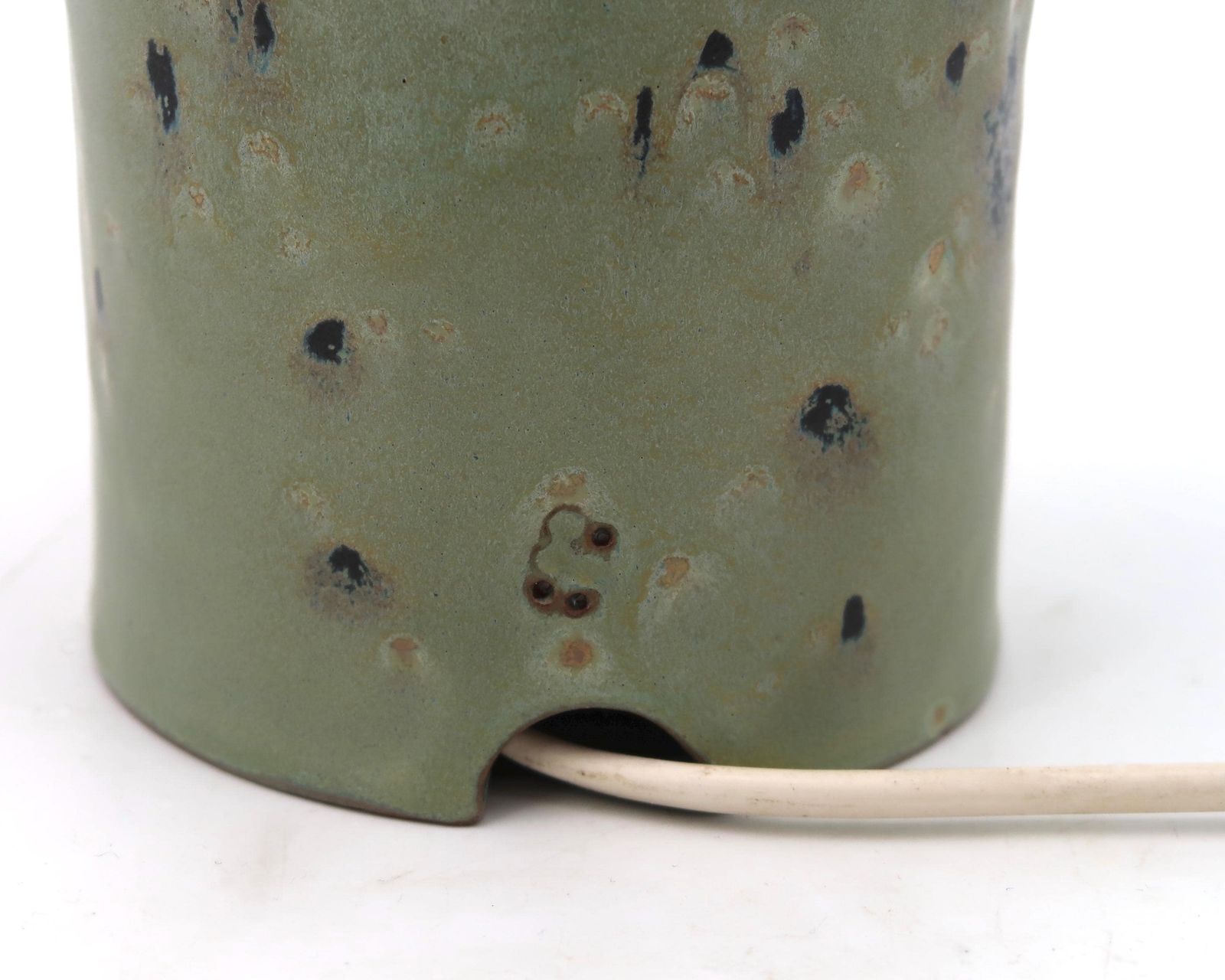 French Sculptural Ceramic Table Lamp With Organic Shapes / Sculpture, Art, Home Decor, Lighting, Green, Nature photo 641.0