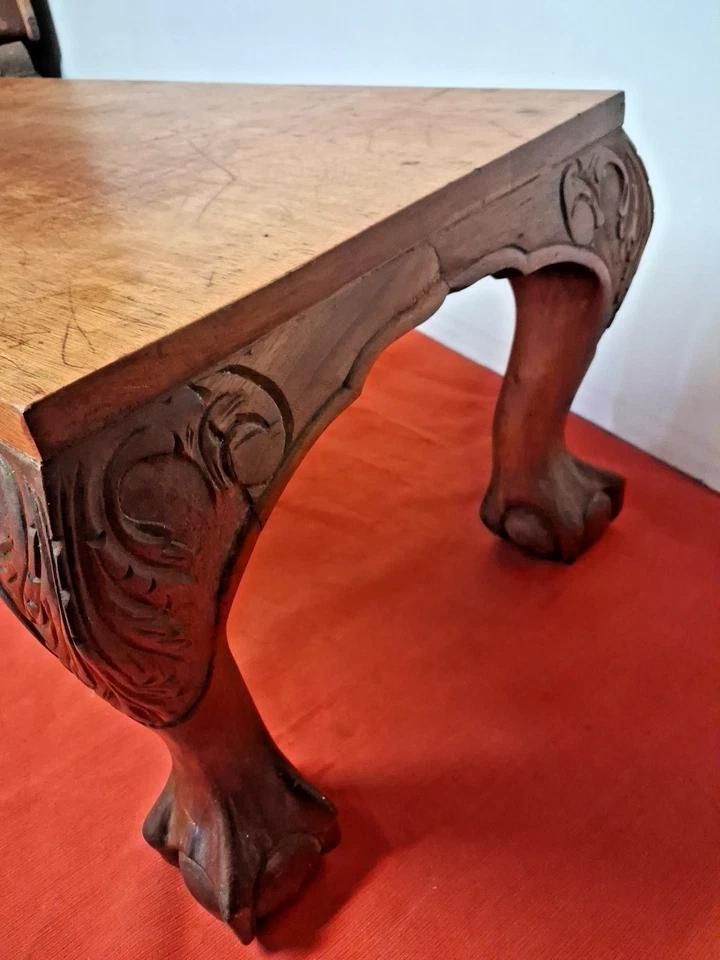 Antique Long Coffee Table With Large Ball And Claw Feet With Lots Of Patina photo Furniture
