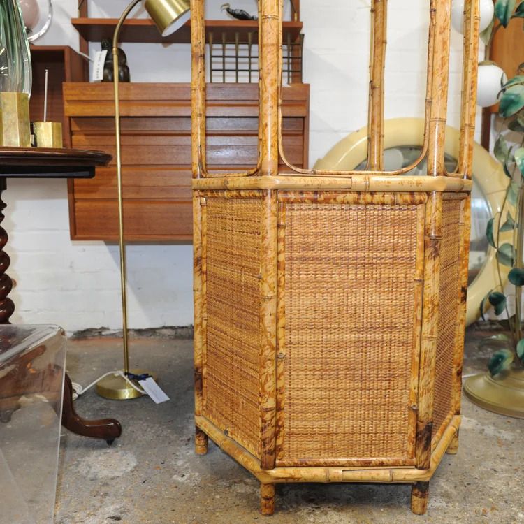 Vintage Pagoda Rattan Bamboo Etagere Display Shelf 1970s photo buy