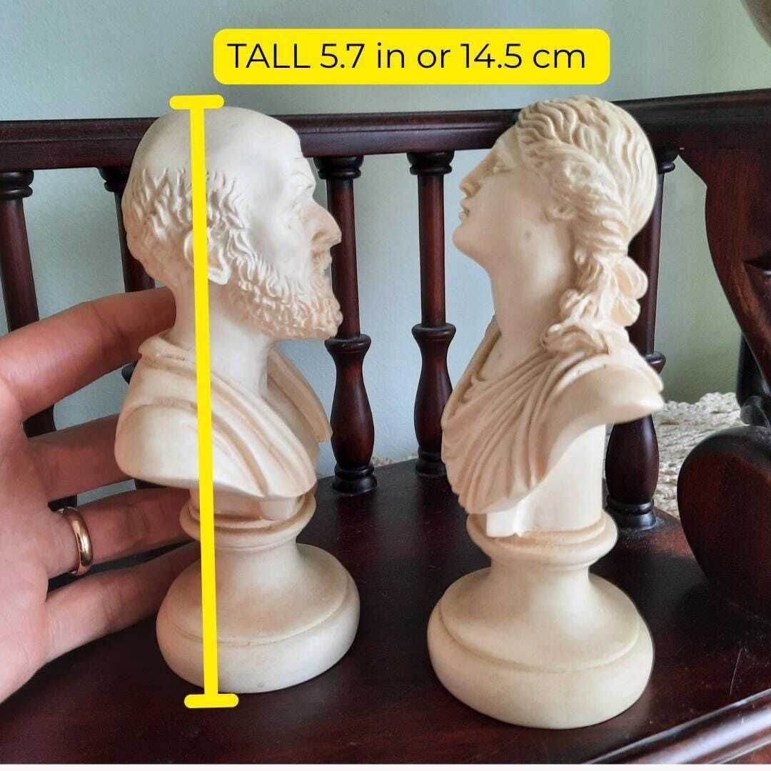 Vintage Resin Busts Of Niobe And Socrates Museum Copies Souvenirs From Greece, Academia Decor Pair photo 85.0