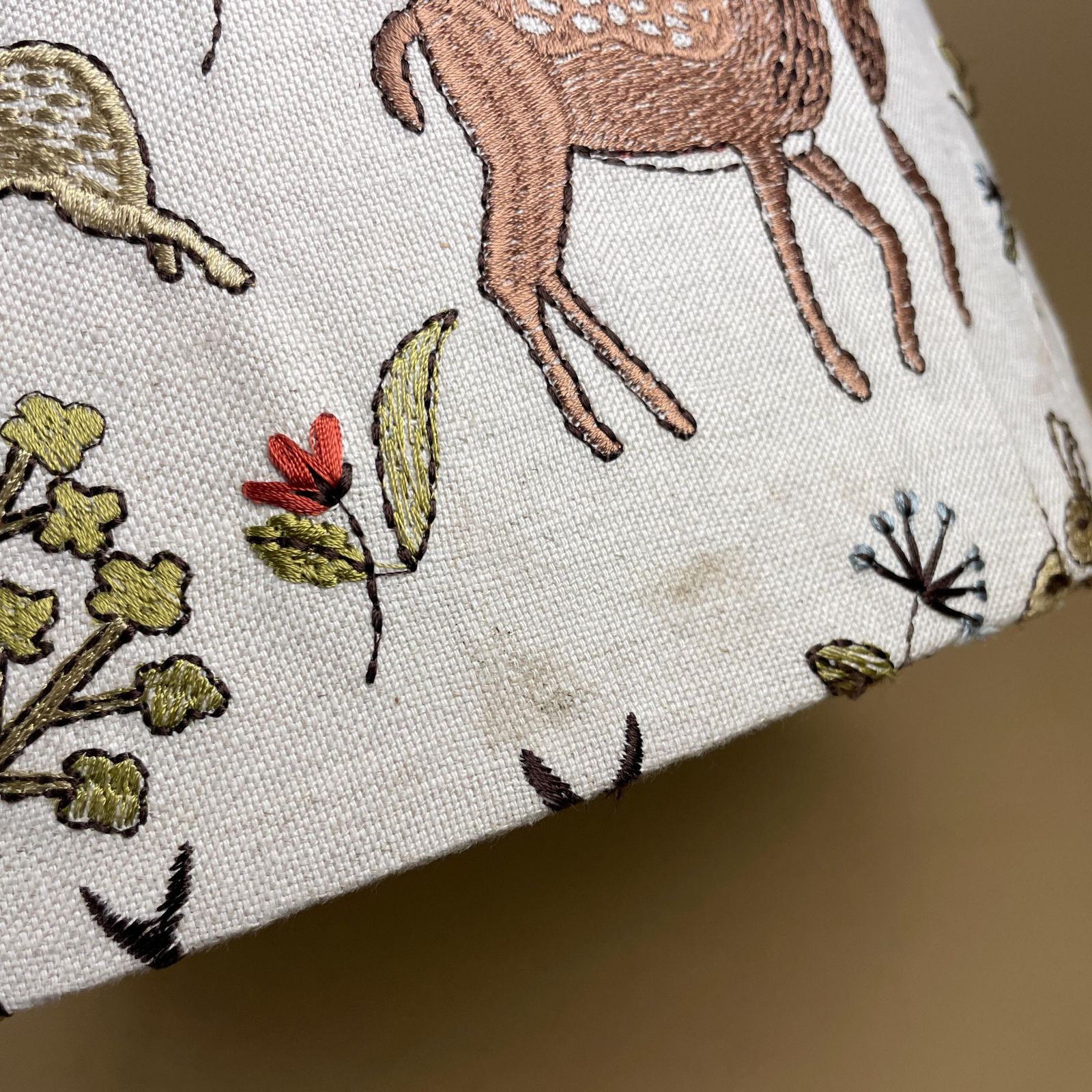115.0 Designer Linen Bramble Wood Fabric Animal Lamp Shade Lampshade Drum Ceiling Large Lamp Shade Animals Voyage Maison Woodland Embroidered photo