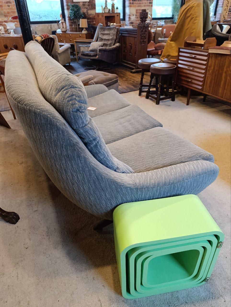 Parker Knoll Statesman Sofa Vintage Sculptural Grey Original Upholstery Statement Three Seater photo 895.0