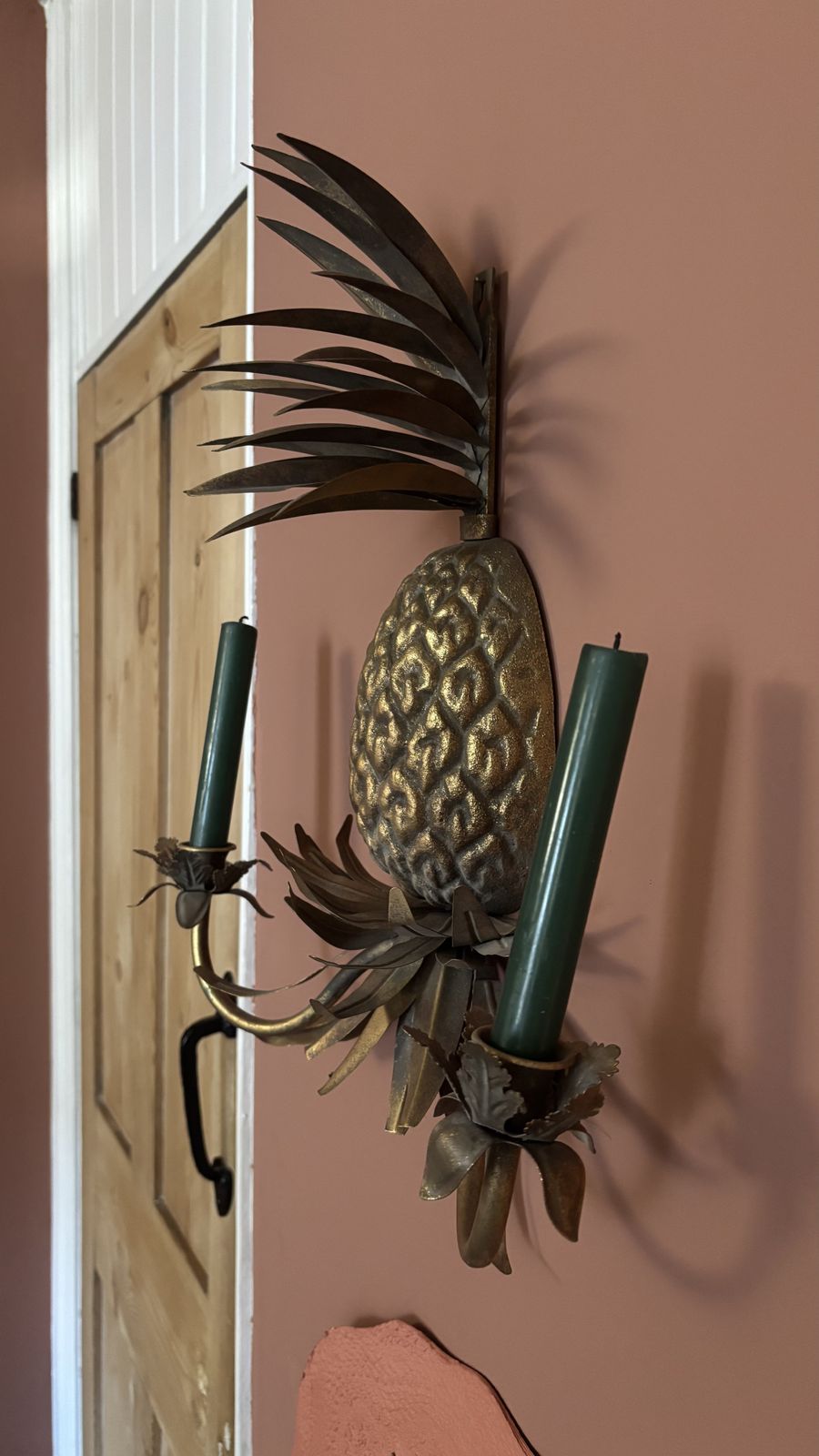 Abigail Ahern Brass Pineapple Wall Sconce Twin Candle Holder With Adjustable Leaves photo furniture