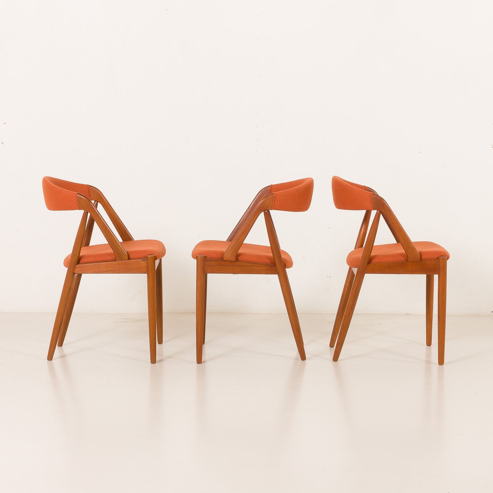 photo furniture Kai Kristiansen Chairs Model 31, Set Of 3, Denmark 1960s.