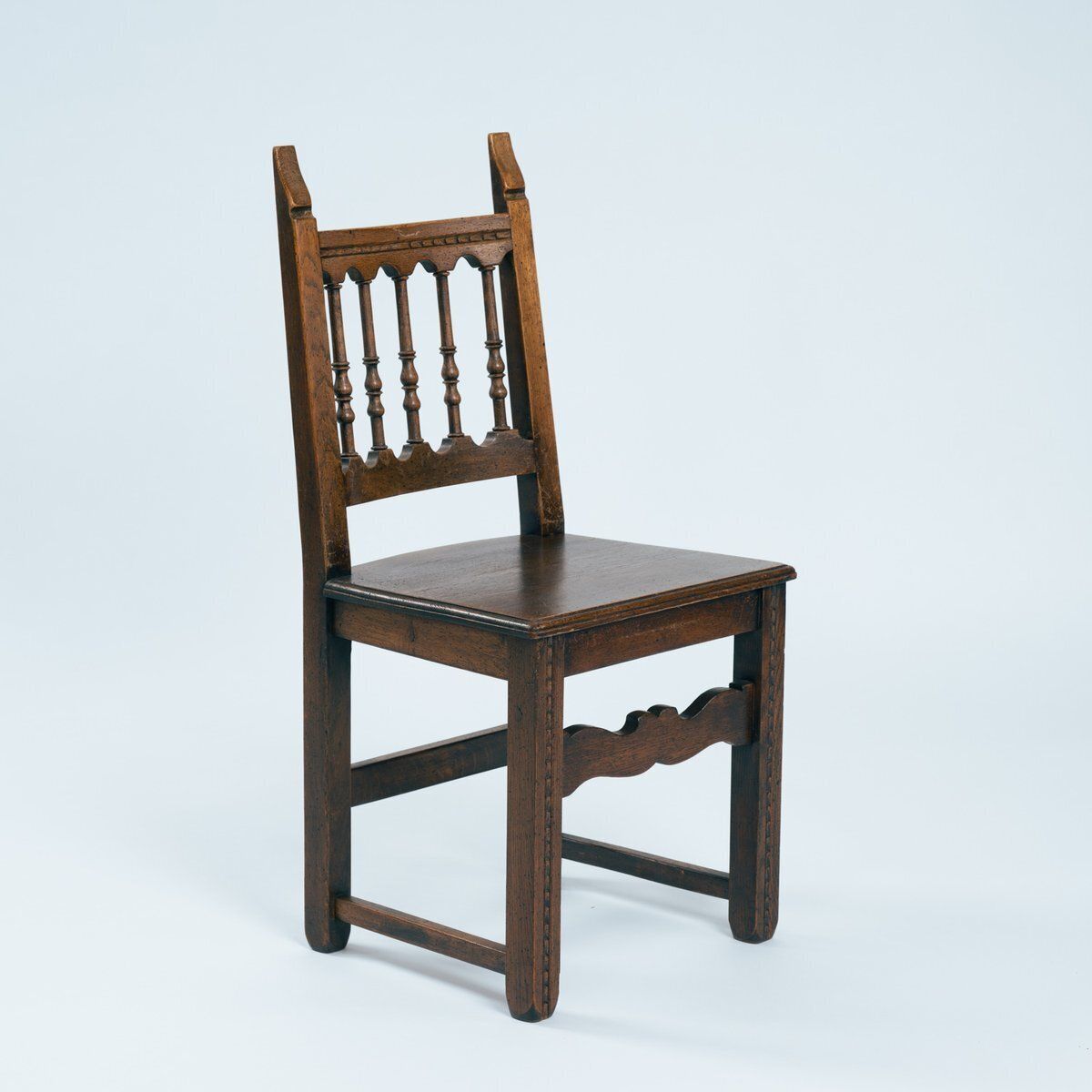 Spanish Walnut Hand Carved Dining Chairs, 1969, Set Of 6 photo vintage