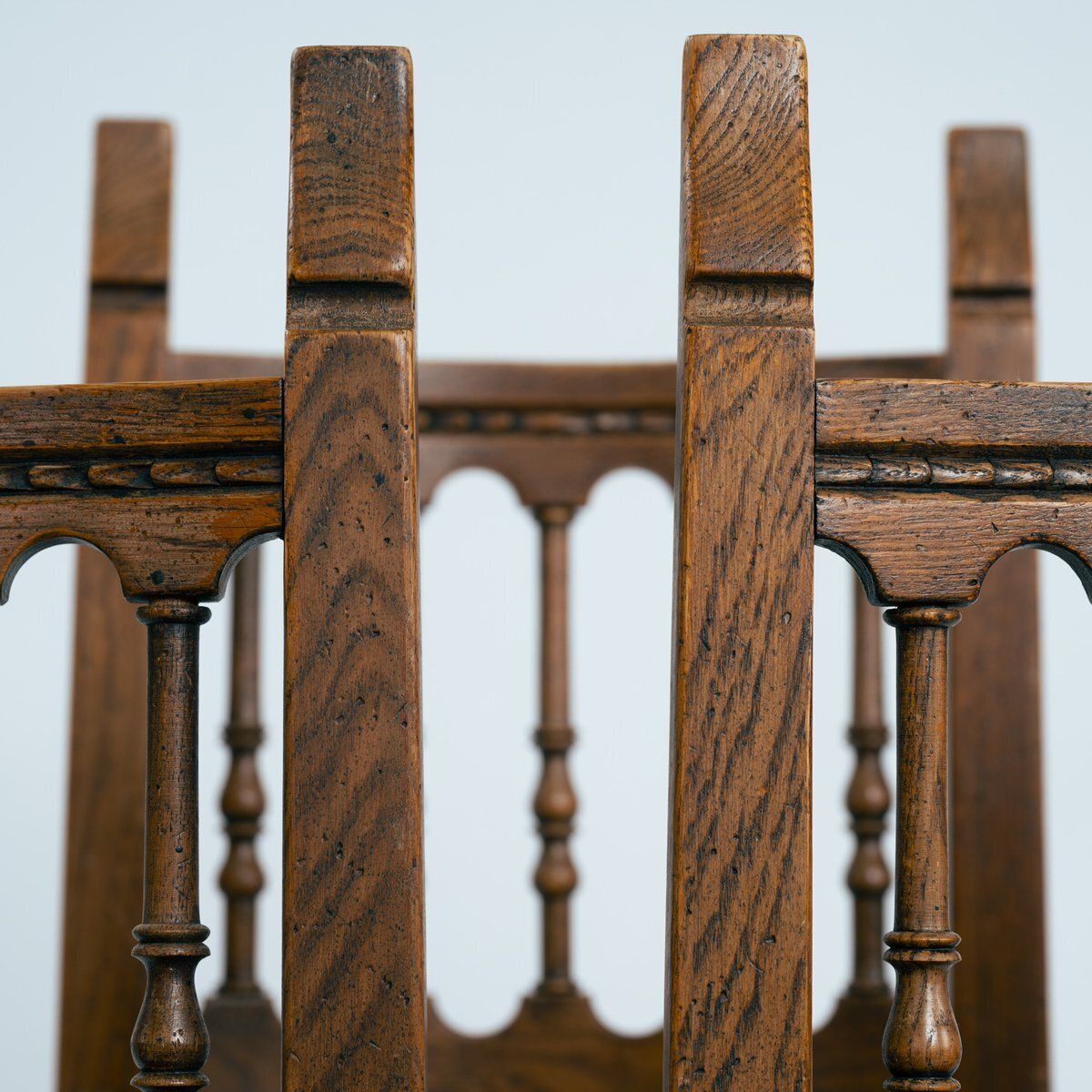 photo vinterior Spanish Walnut Hand Carved Dining Chairs, 1969, Set Of 6