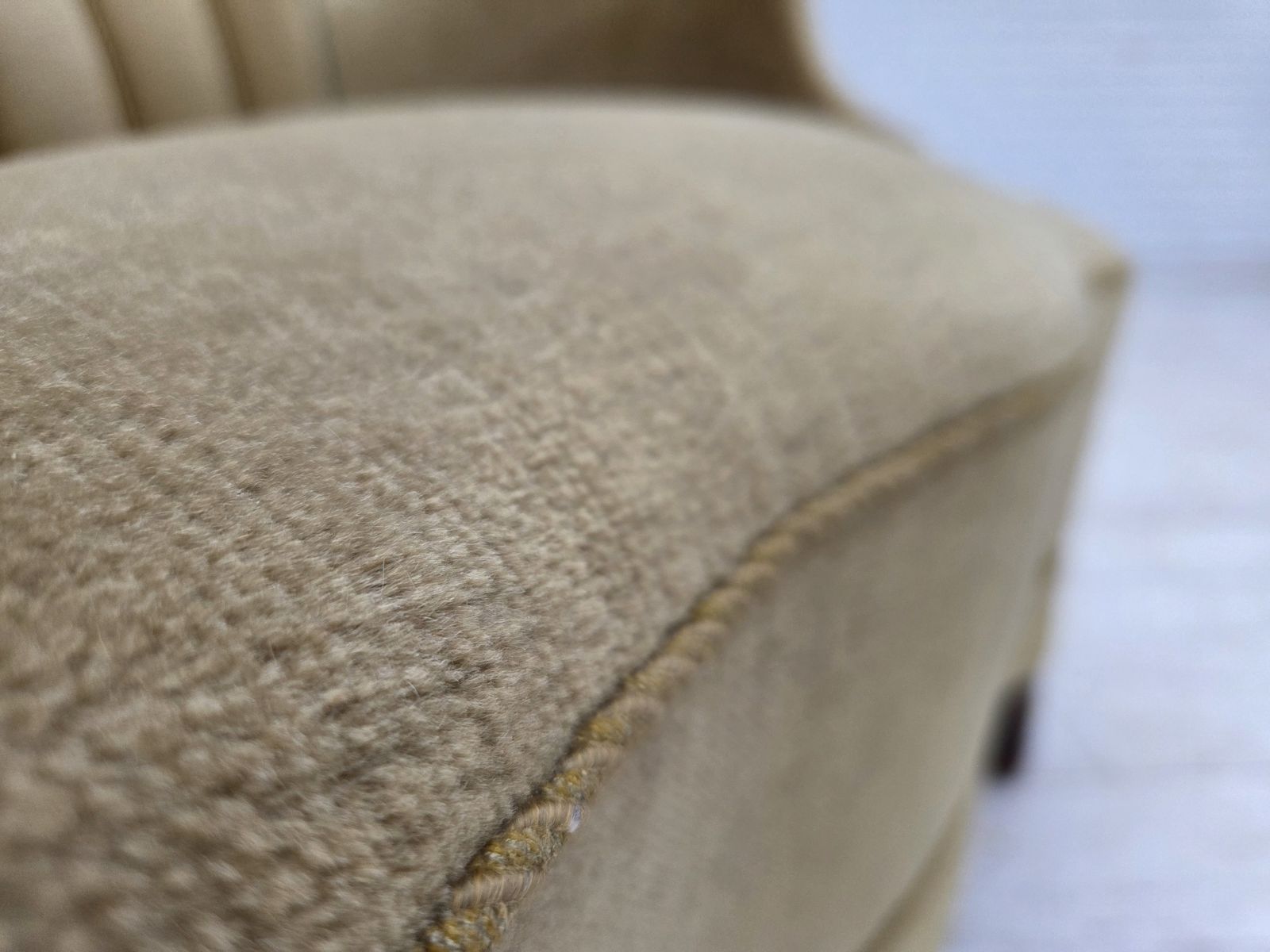1960s, Danish Armchair, Green Furniture Velour, Oak Wood. photo 1590.0