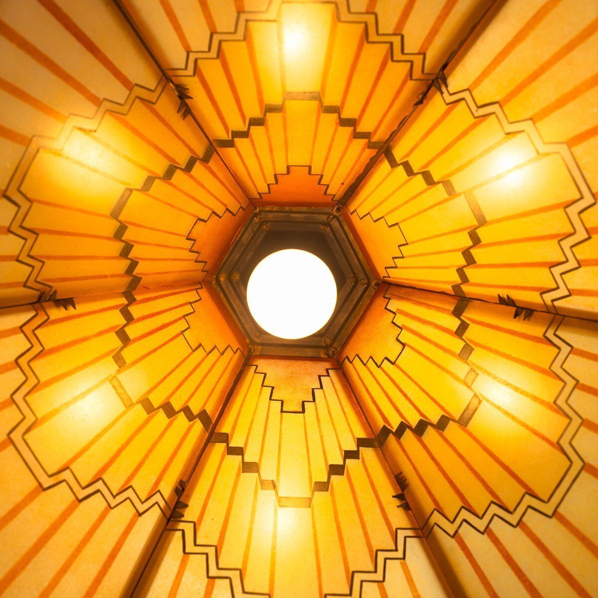 Art Deco Amsterdam School Painted Glass Chandelier, The Netherlands, 1930s photo furniture