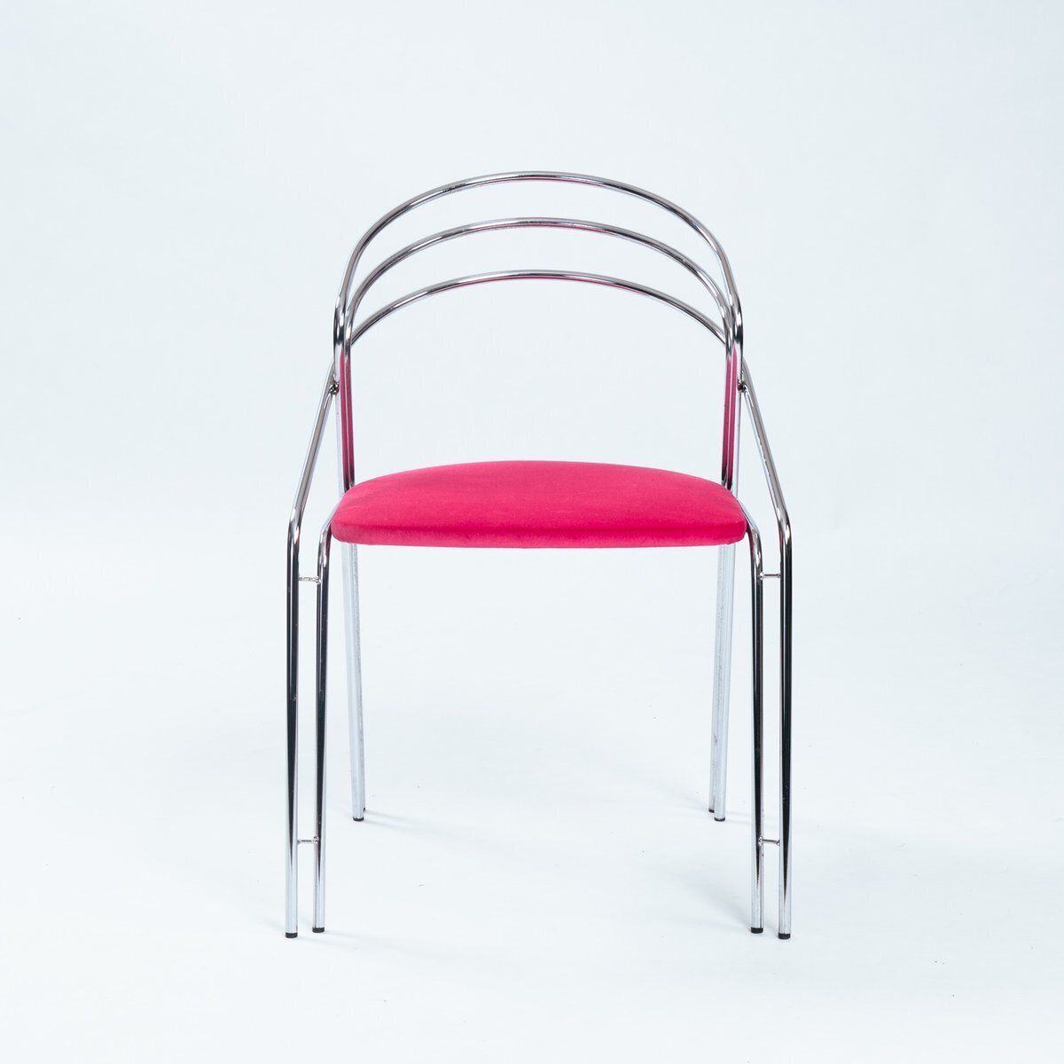 Vintage Chrome Dining Chairs With Pink Velvet Seats, Italy, 1970s, Set Of 4 photo vinterior