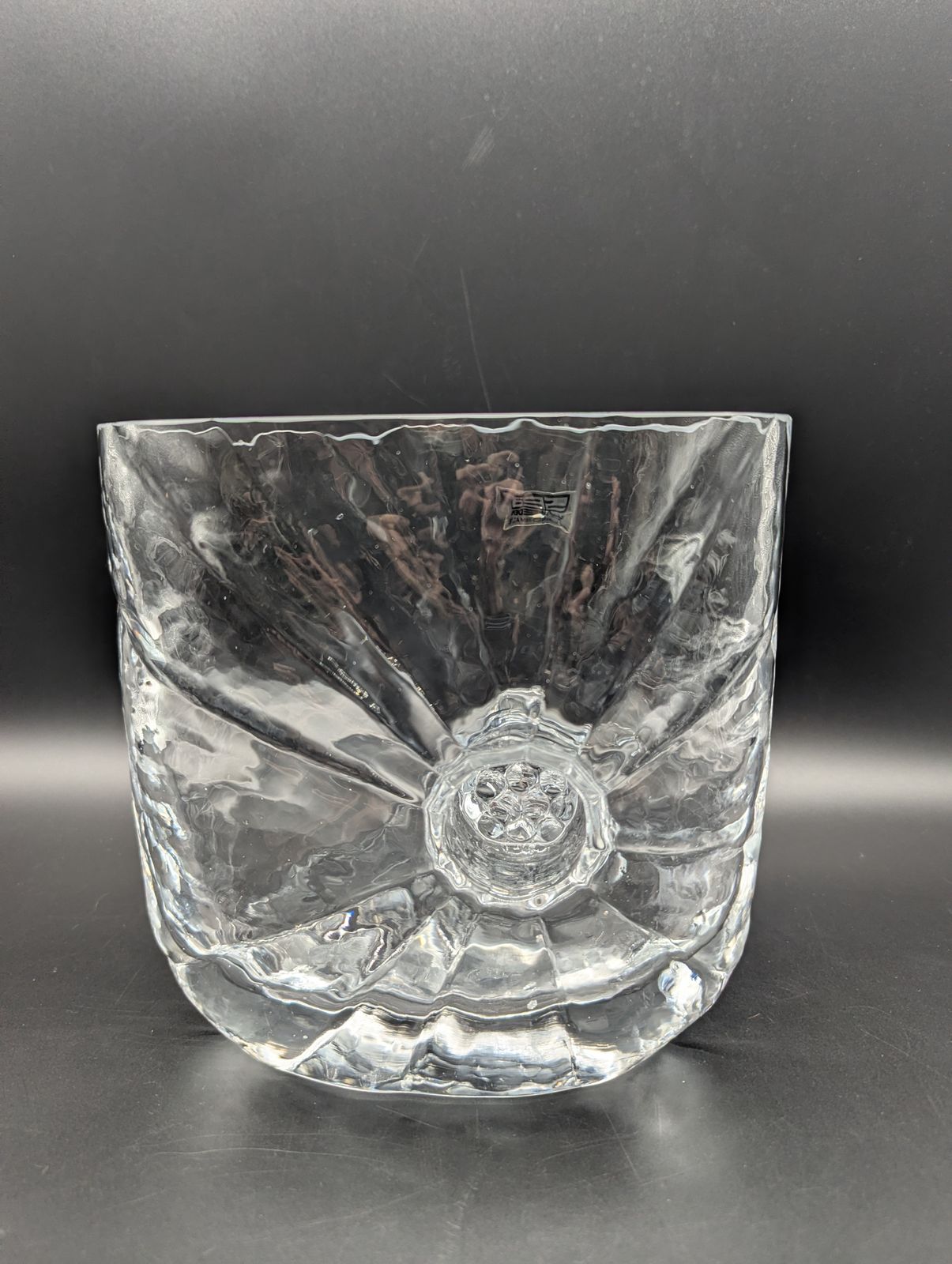 Swedish Sea ‘Sunburst’ Glass Vase By Rune Strand (C. 1960s–70s), Clear Sculptural Form photo 99.0