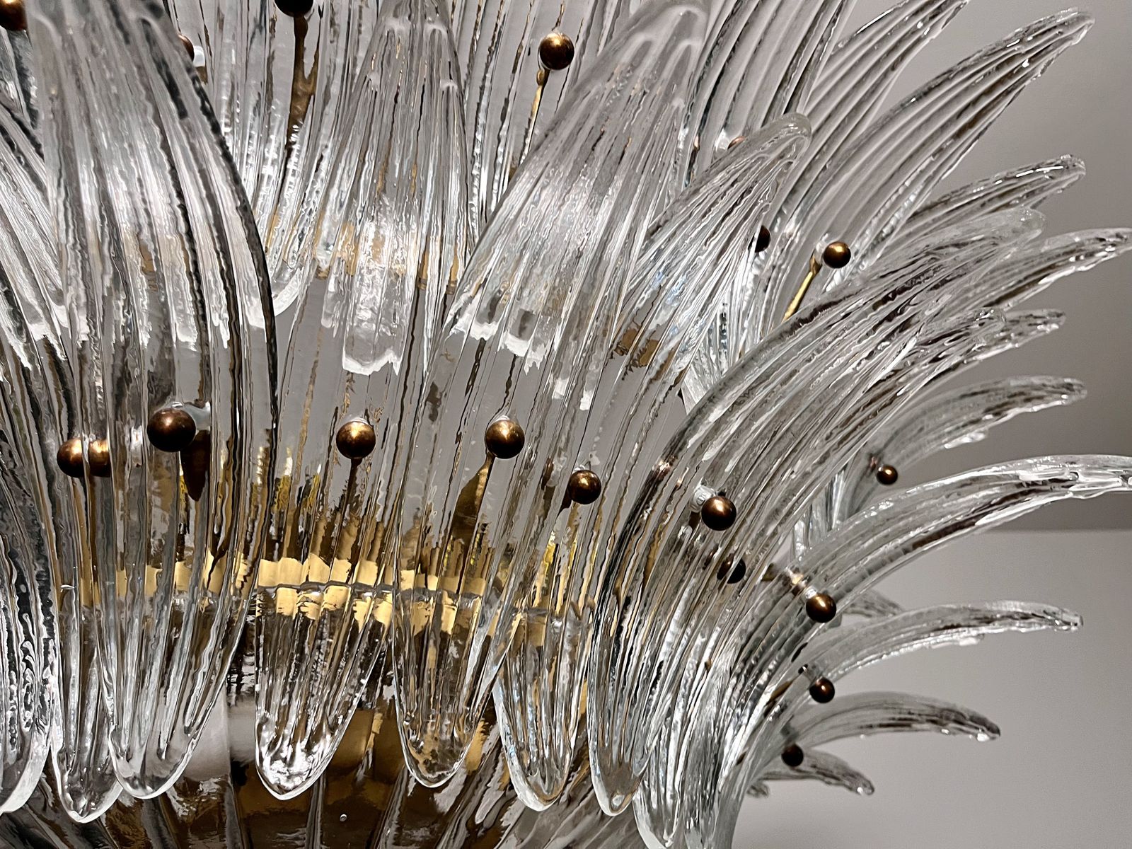 Lighting Murano Chandelier Original Palmette, Two Levels, 82 Clear Glasses photo