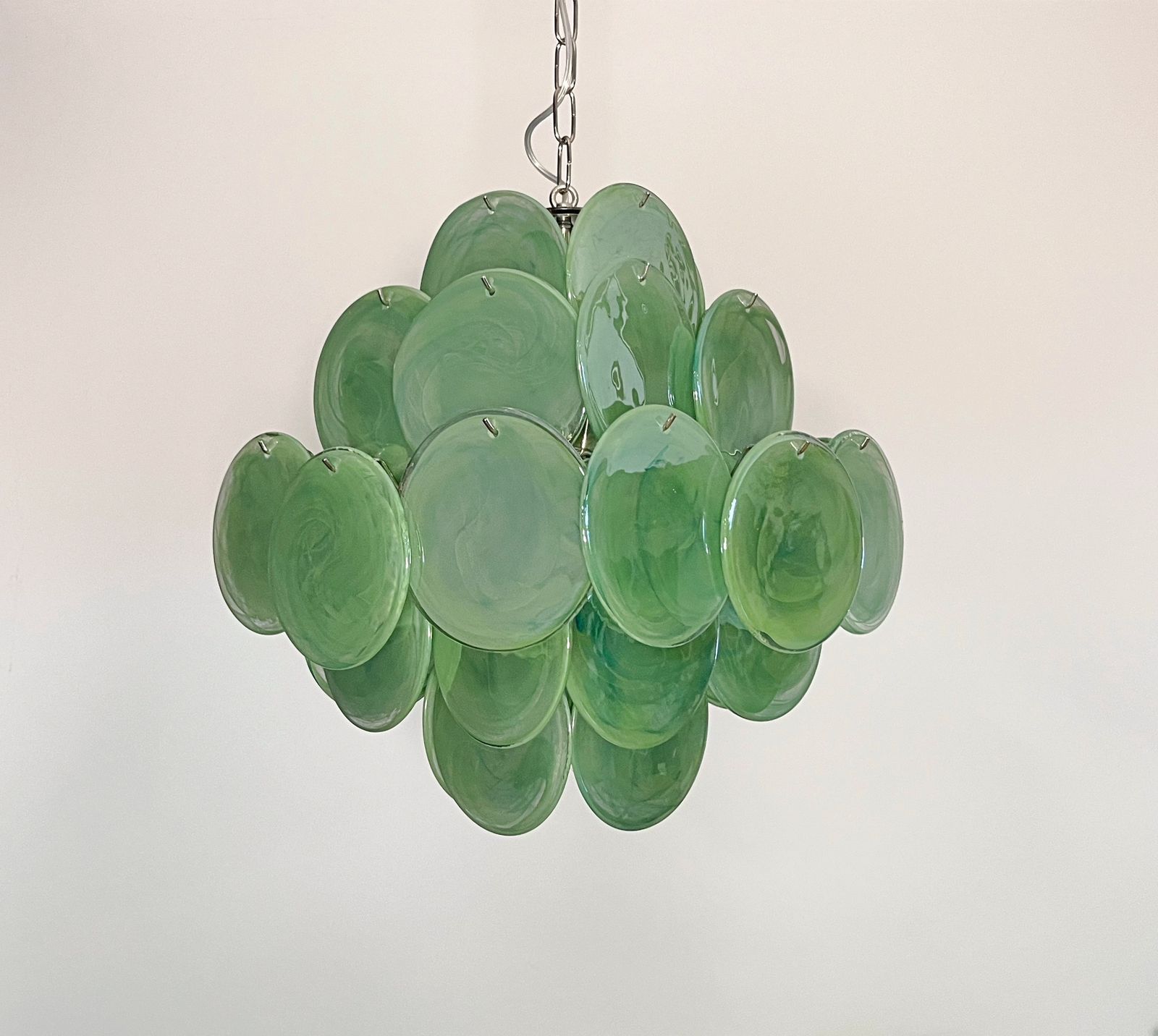 Vintage Italian Murano Chandelier   36 Green Disks photo 805.0
