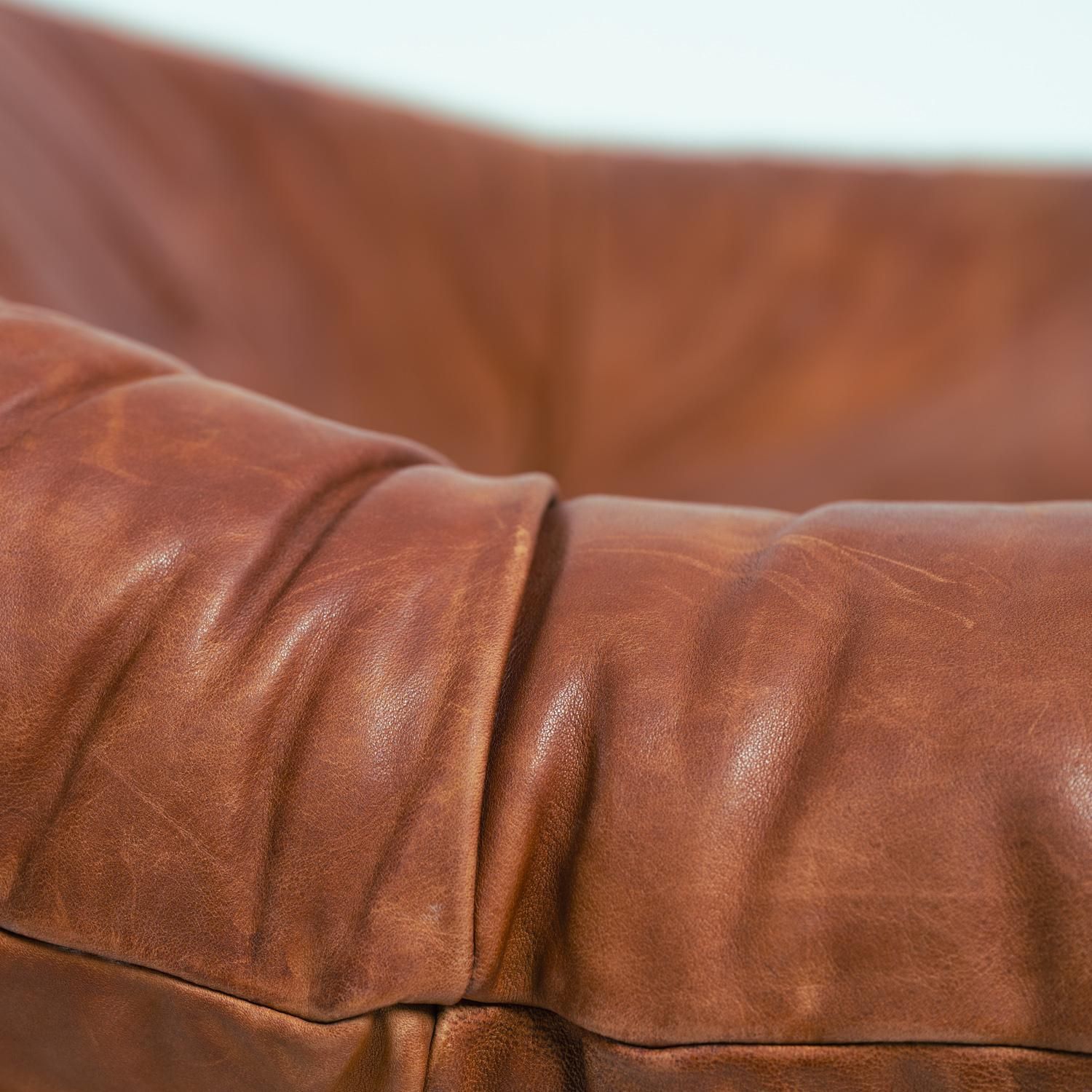 Gerard Van Den Berg Rattan Leather Double Sofa For Montis, The Netherlands 1970s photo vintage