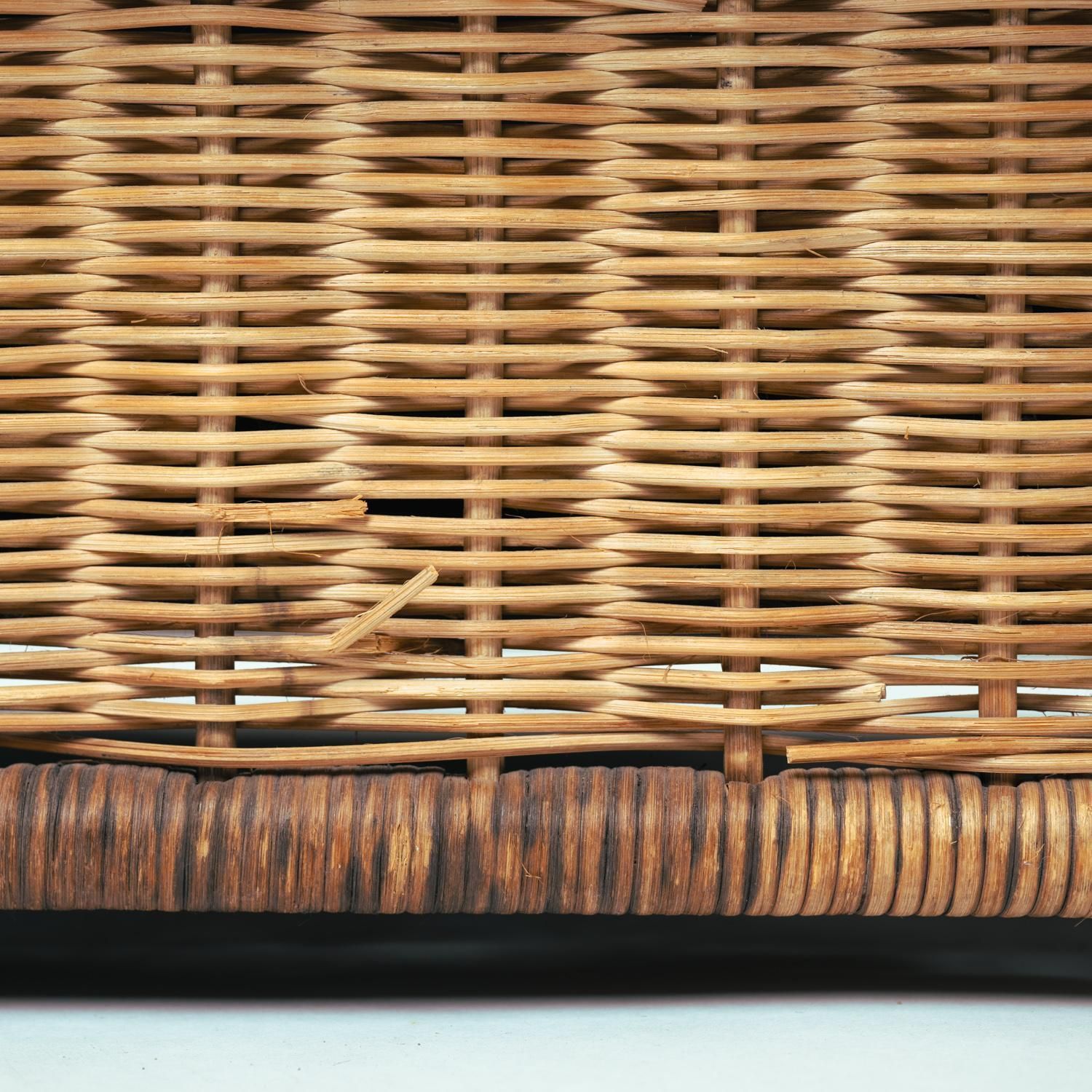 photo for sale Gerard Van Den Berg Rattan Leather Double Sofa For Montis, The Netherlands 1970s