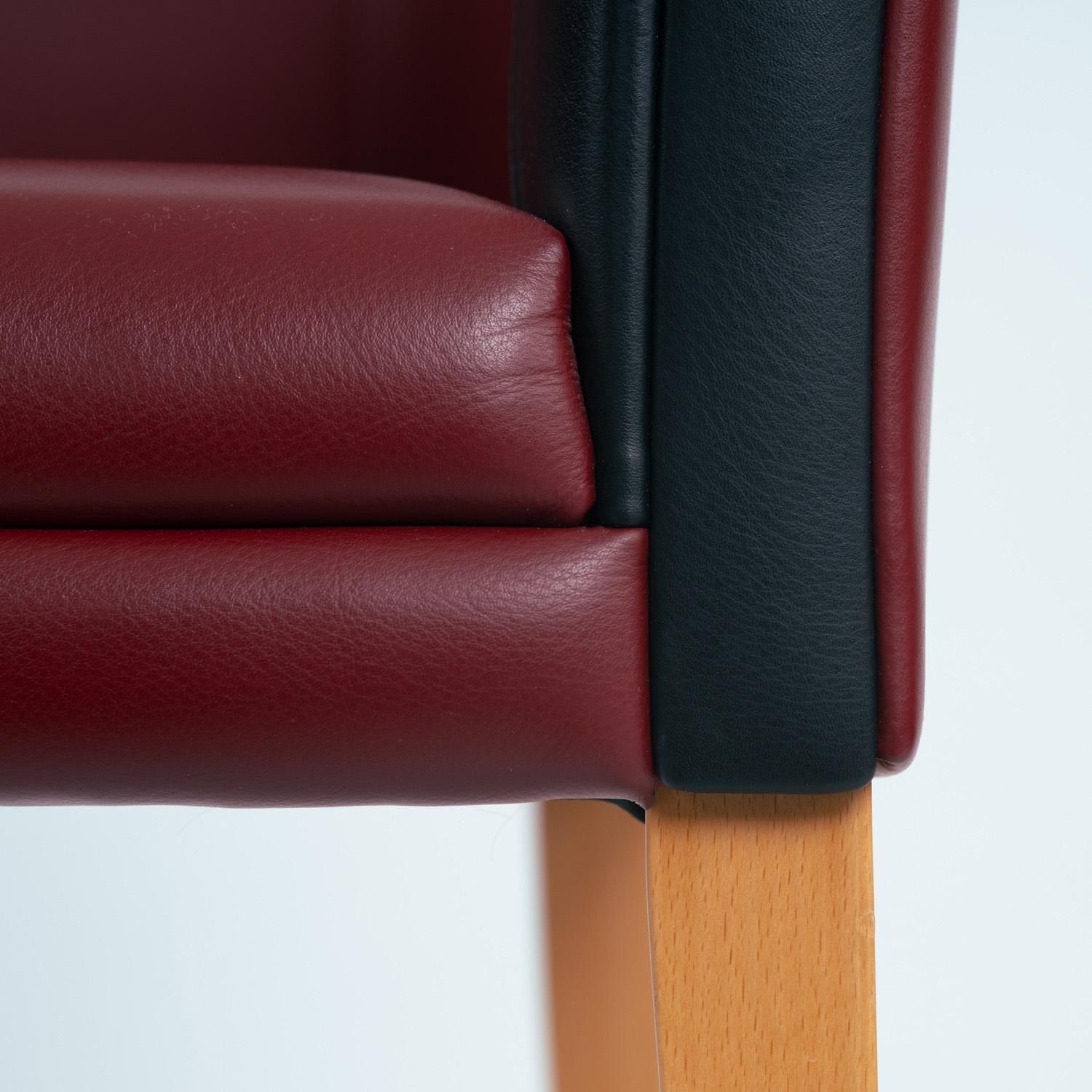 3268.0 Leather Beech Wood Red Black Sinan Armchairs Designed By Poltrona Frau, Set Of 4 photo