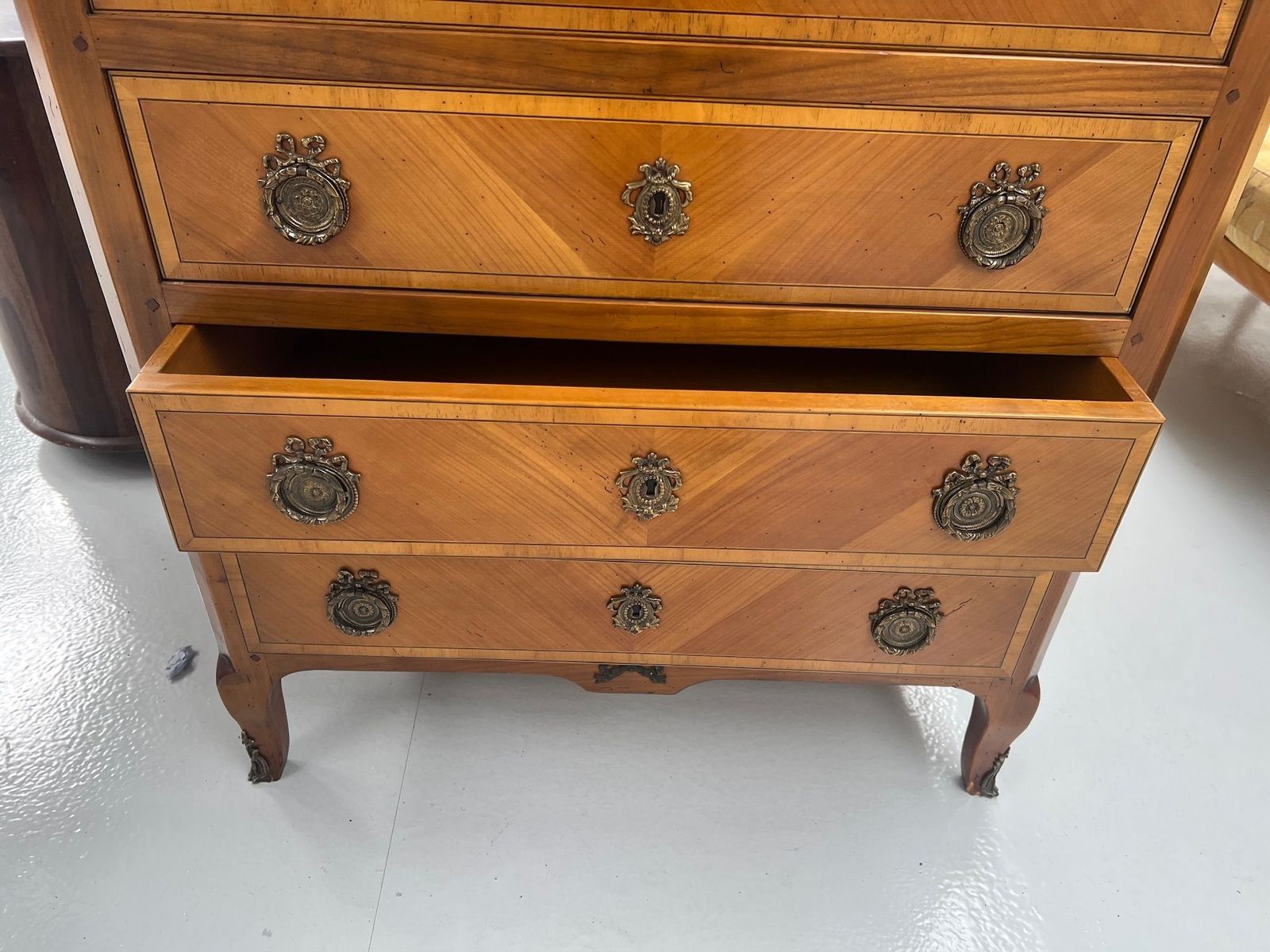 French Style Hardwood Drop Flat Writing Bureau With 3 Drawers photo Furniture