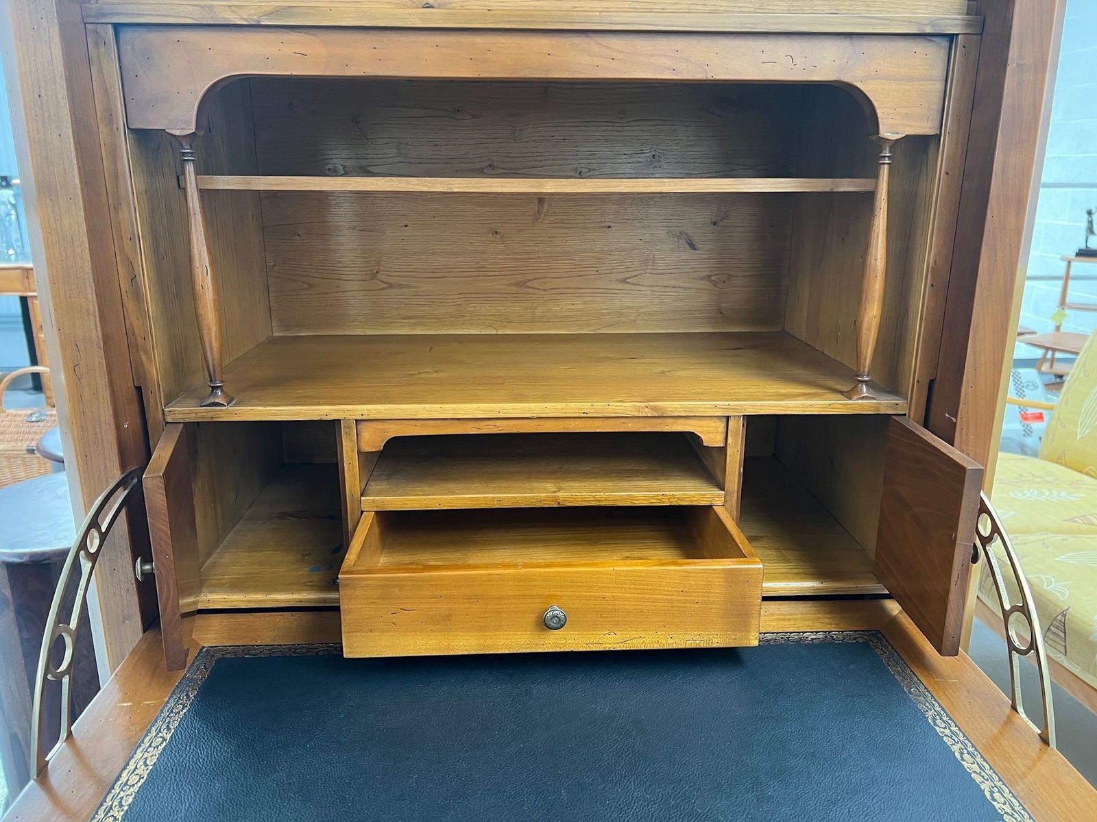 photo furniture French Style Hardwood Drop Flat Writing Bureau With 3 Drawers