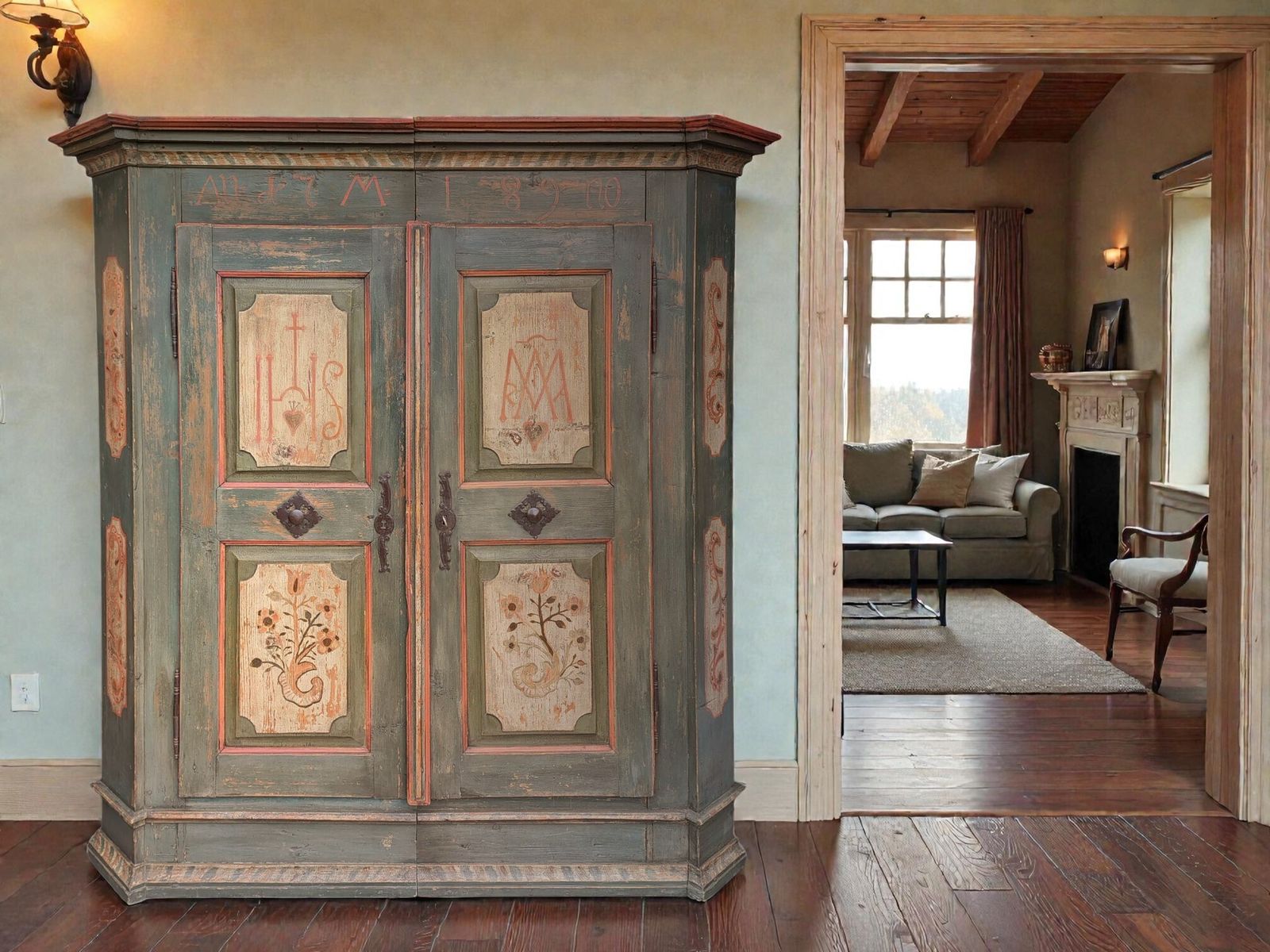 Painted Tyrolean Wardrobe, 1700s photo for sale