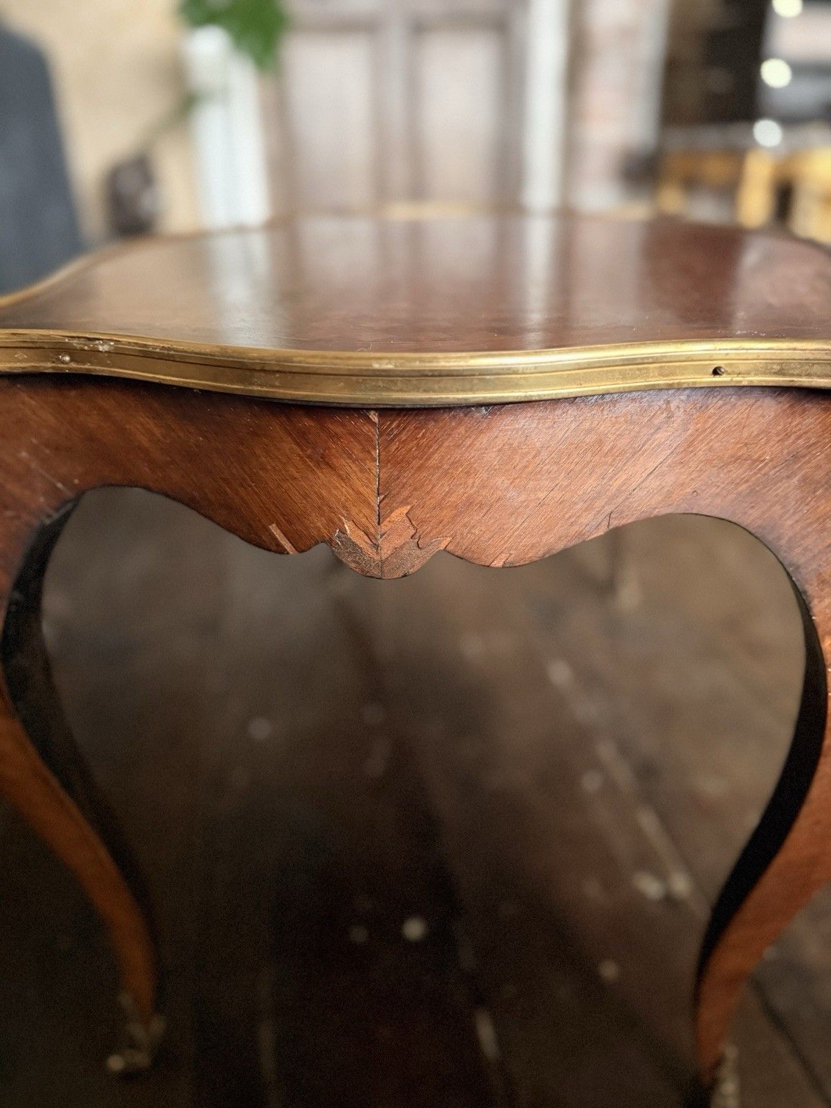 photo buy French Antique Kingswood Bronze Gilt Serpentine Occasional Centre Table 1880c