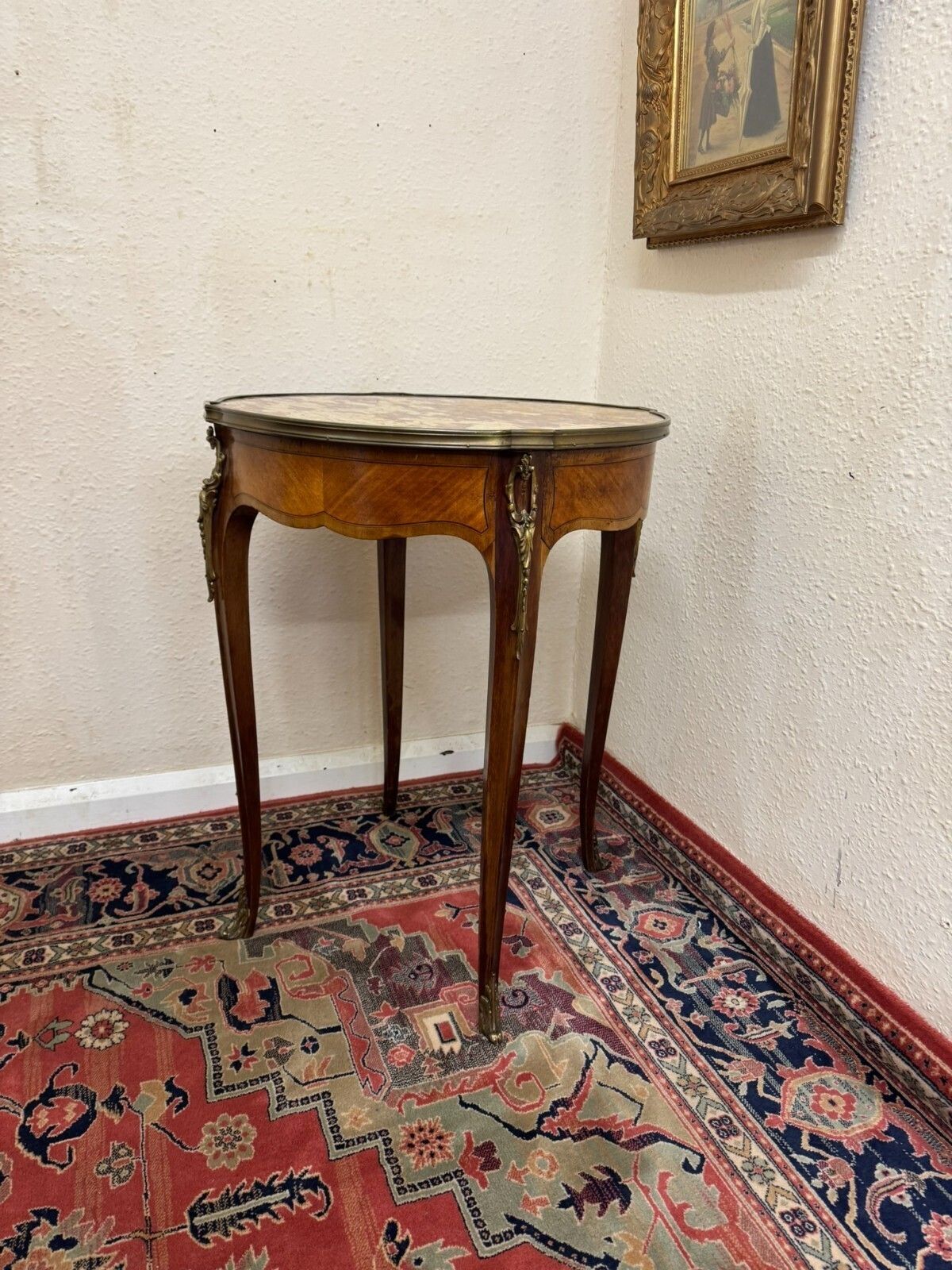 photo vinterior Outstanding Quality French Kingwood Marble Top Centre Table Circa 1950