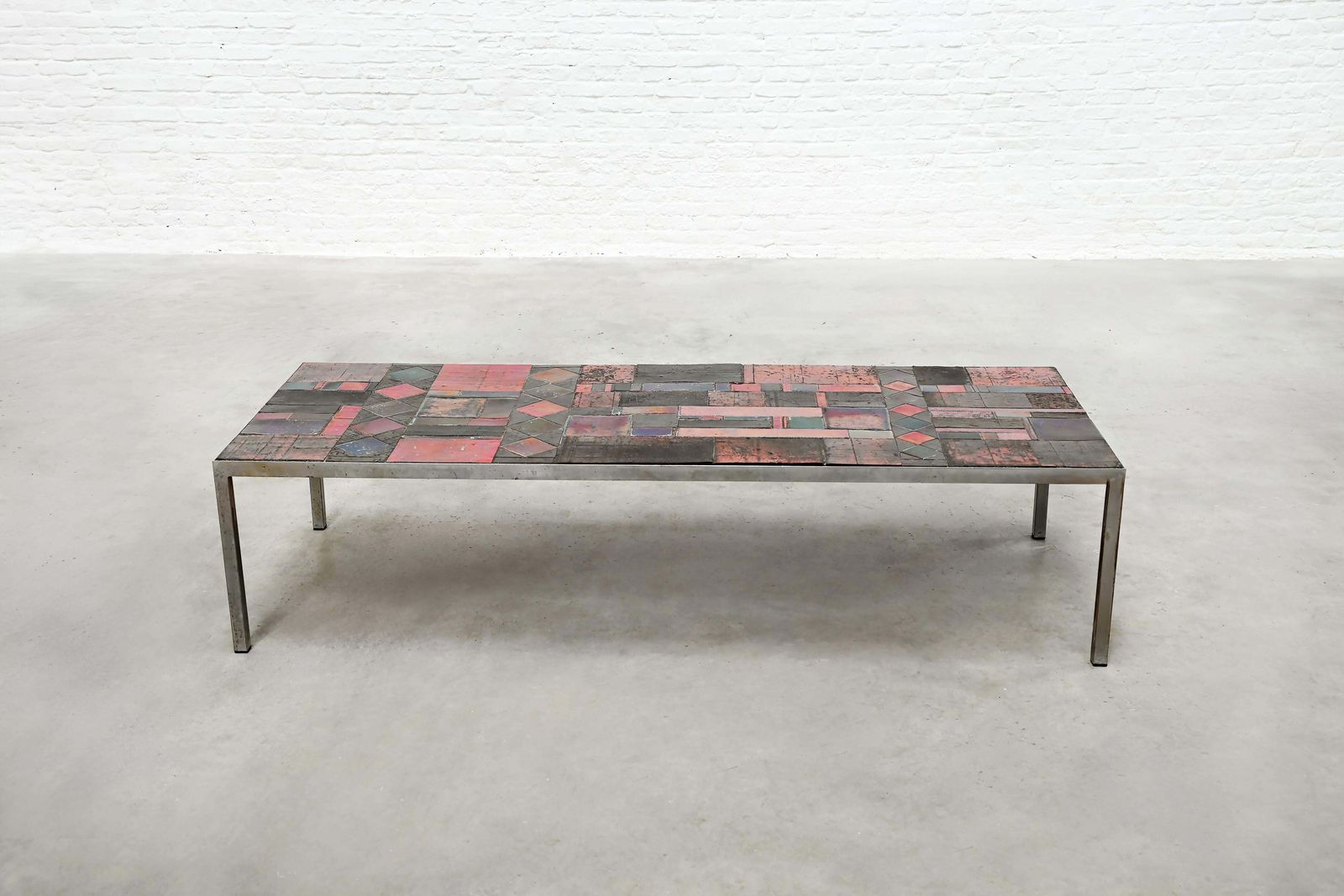 Large Ceramic Tile Coffee Table By Pia Manu, Handcrafted, Belgium 1960's photo Furniture