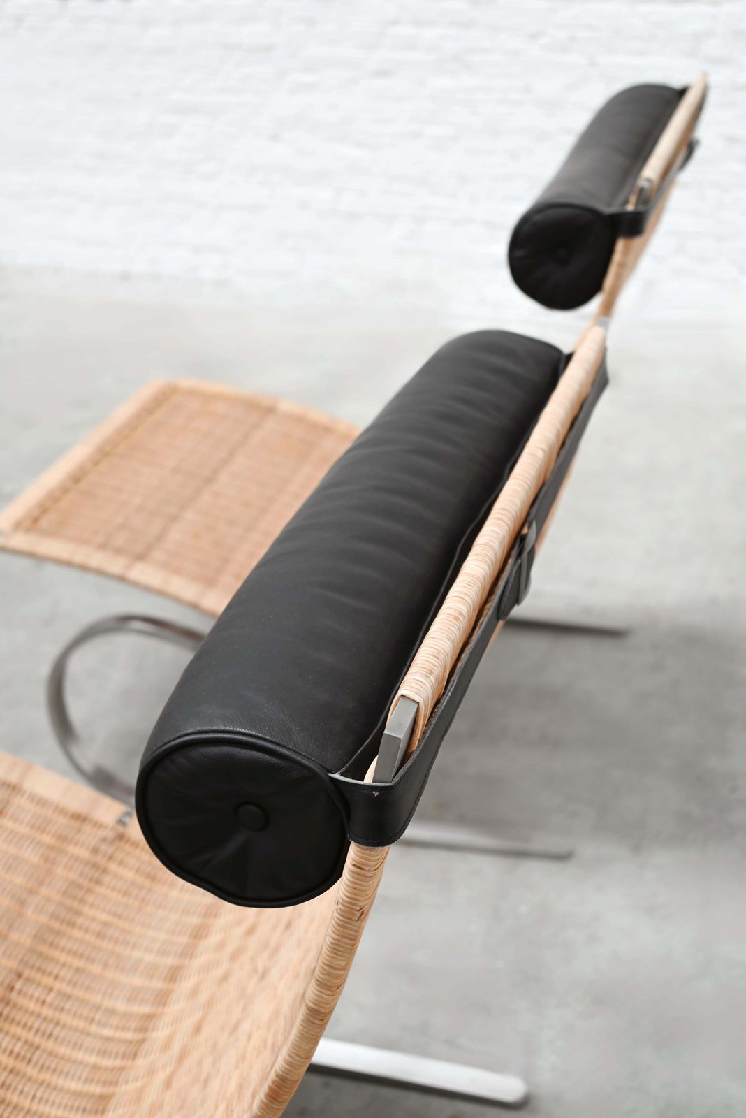 Poul Kjaerholm Pk20 Cantiliver Stainless Steel, Cane And Leather Lounge Chairs photo vinterior
