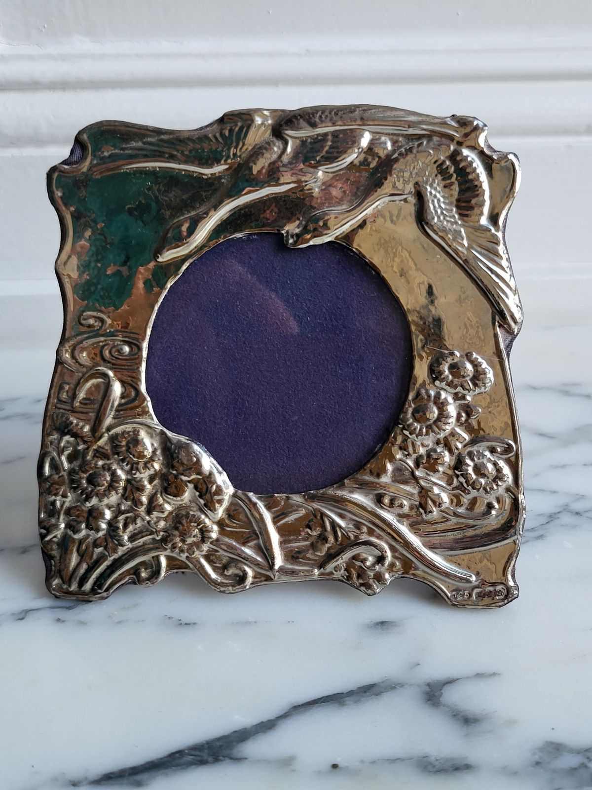 Elegant Viennese Art Nouveau Portrait Picture Frame With Swans