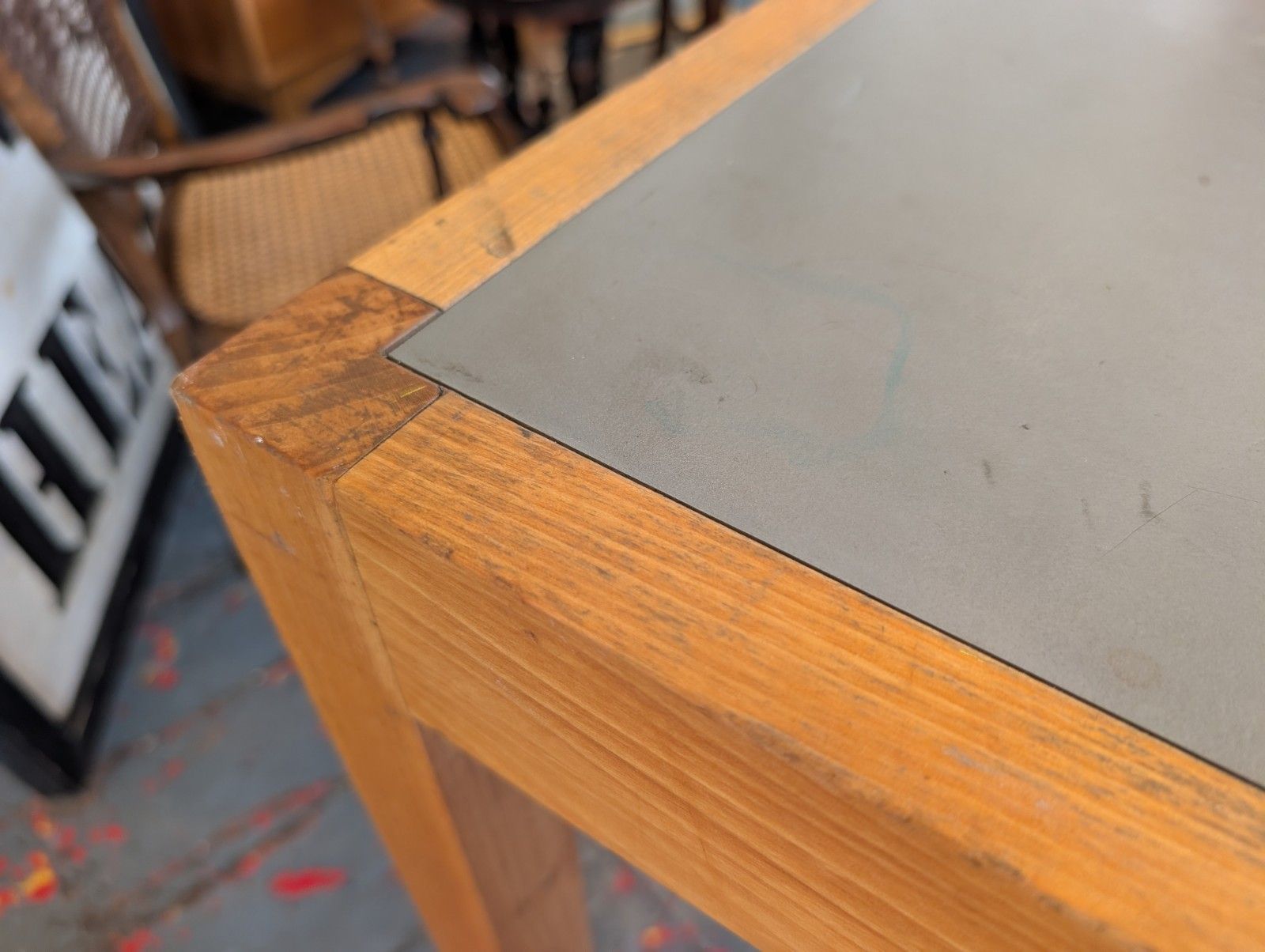 1970s Industrial Artists Desk Or Work Table. Vintage/Kitchen/Retro photo vinterior