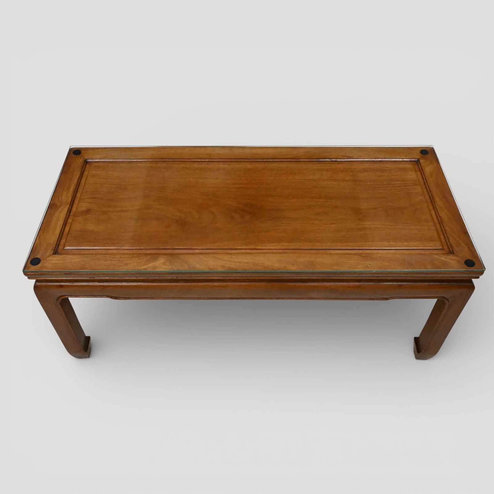photo furniture Chinese Style Coffee Table Inset Glass Top Carvings Kang Free Uk Delivery