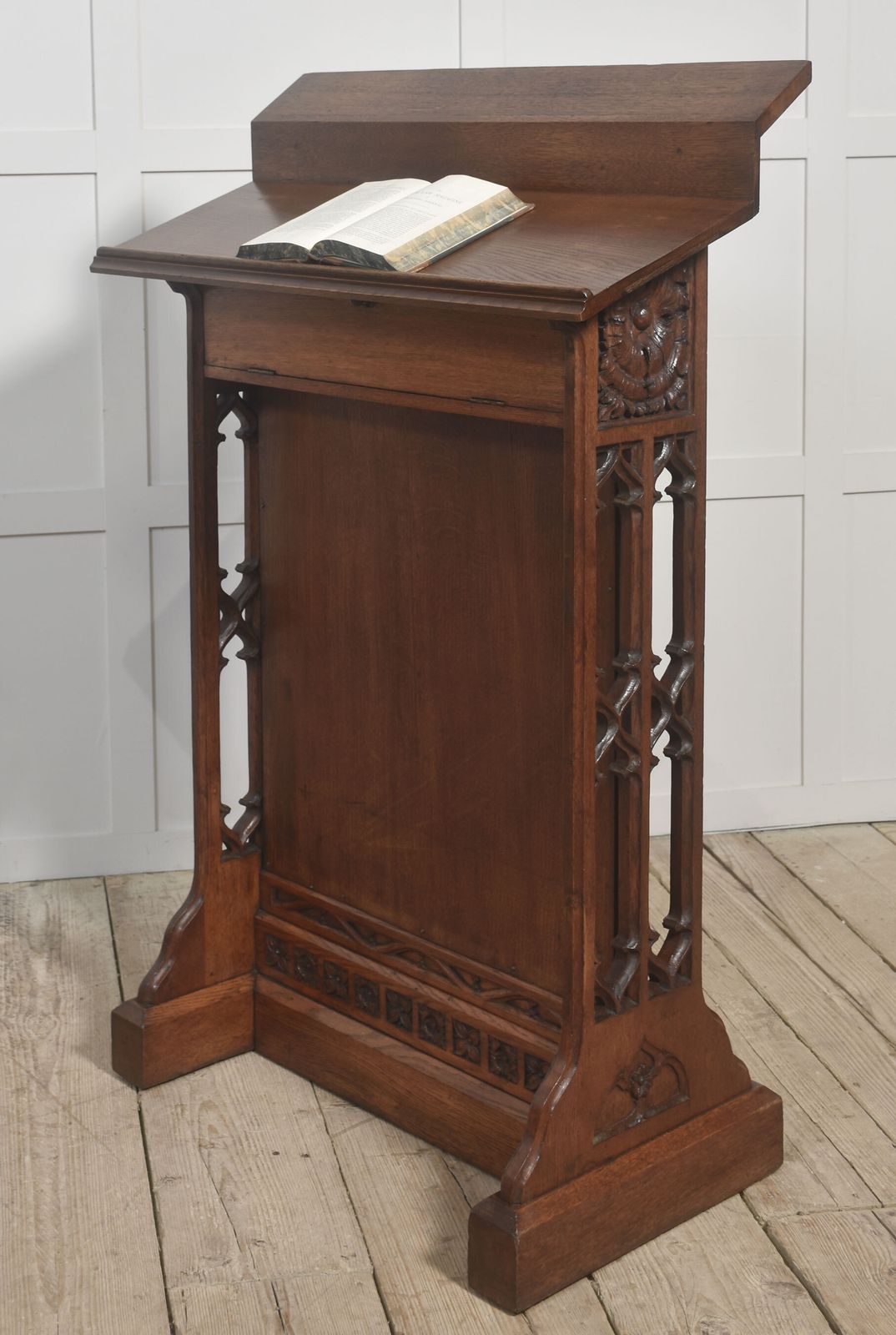 Carved Oak Lectern In The Gothic Revival Style photo furniture