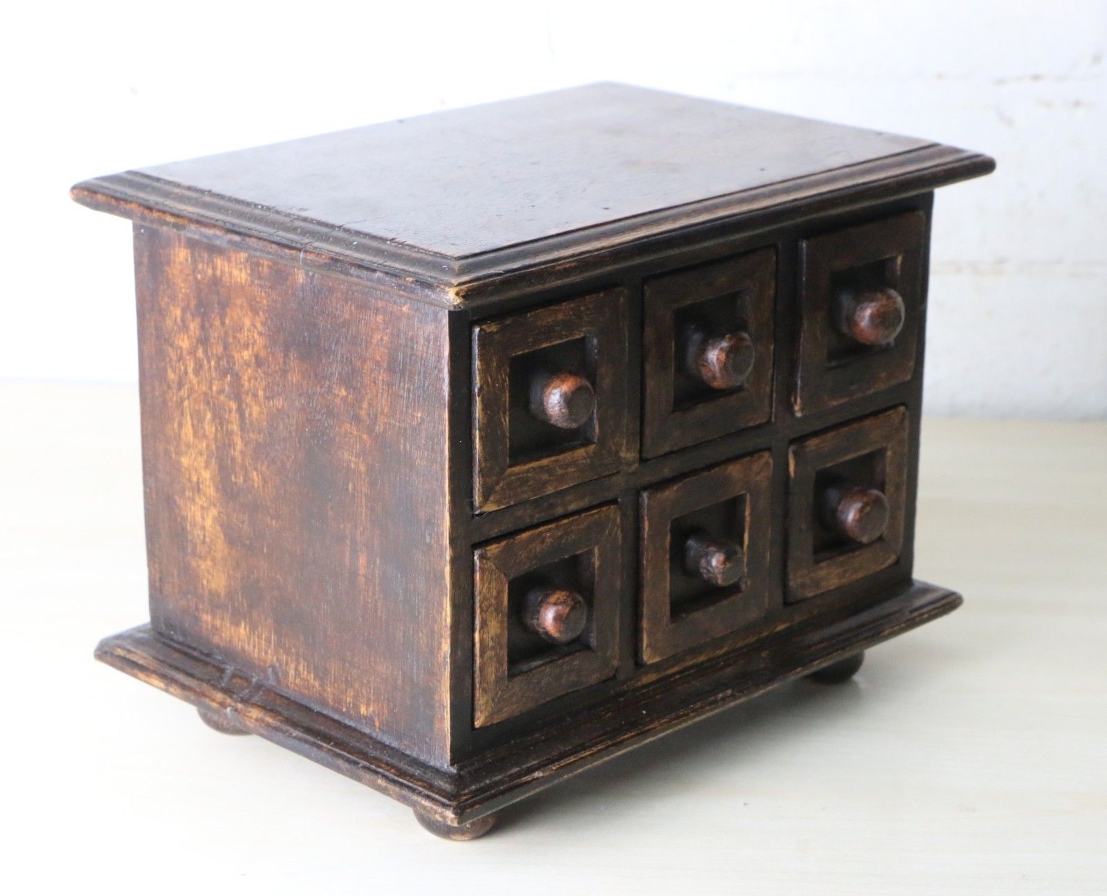Vintage Anglo Indian Wooden Drawers Spice Drawers Small Size Heavy Wood photo for sale